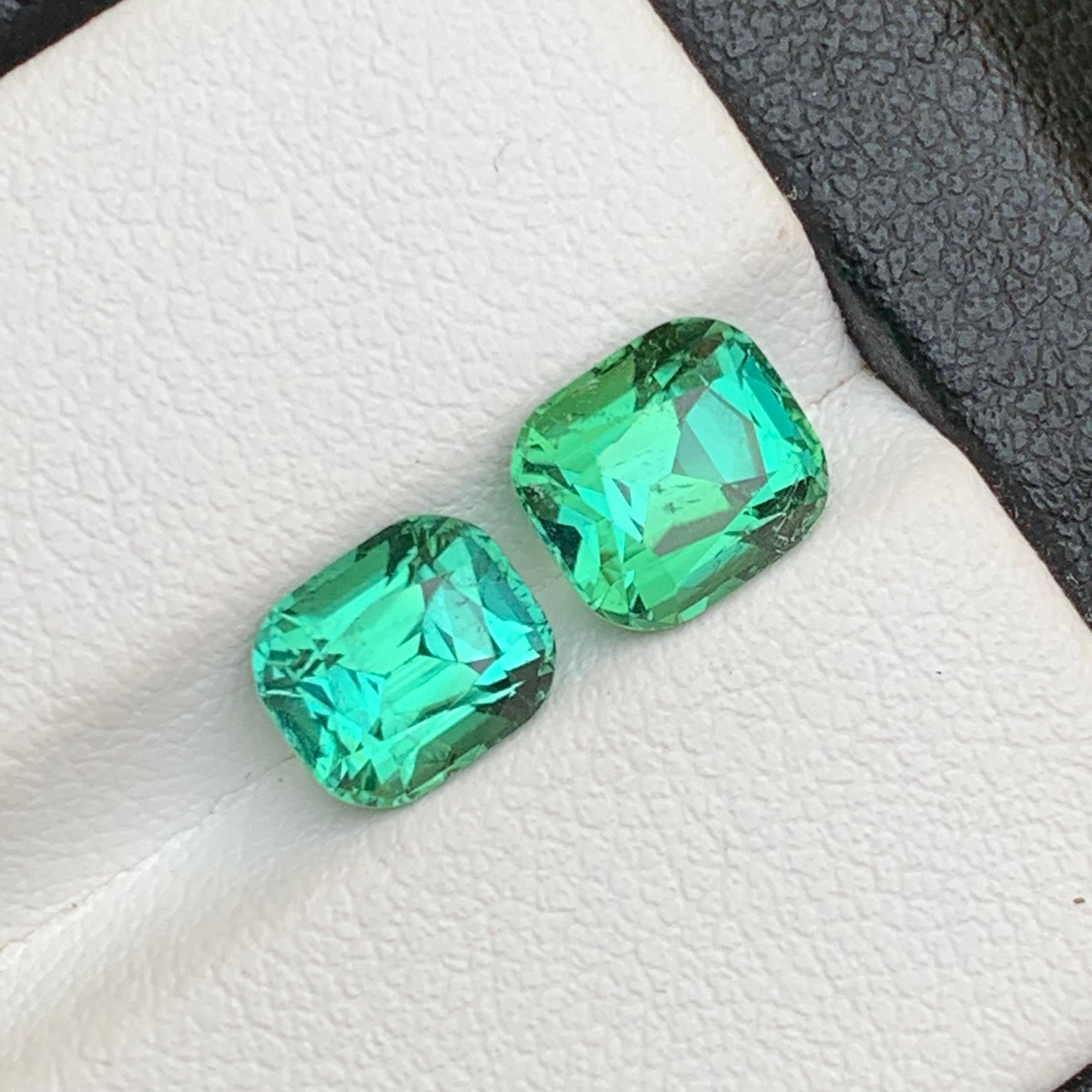 Bluish Green Natural Tourmaline Ring Loose Gemstones 3.50 Ct Cushion Cut-Jewelry For Sale 7