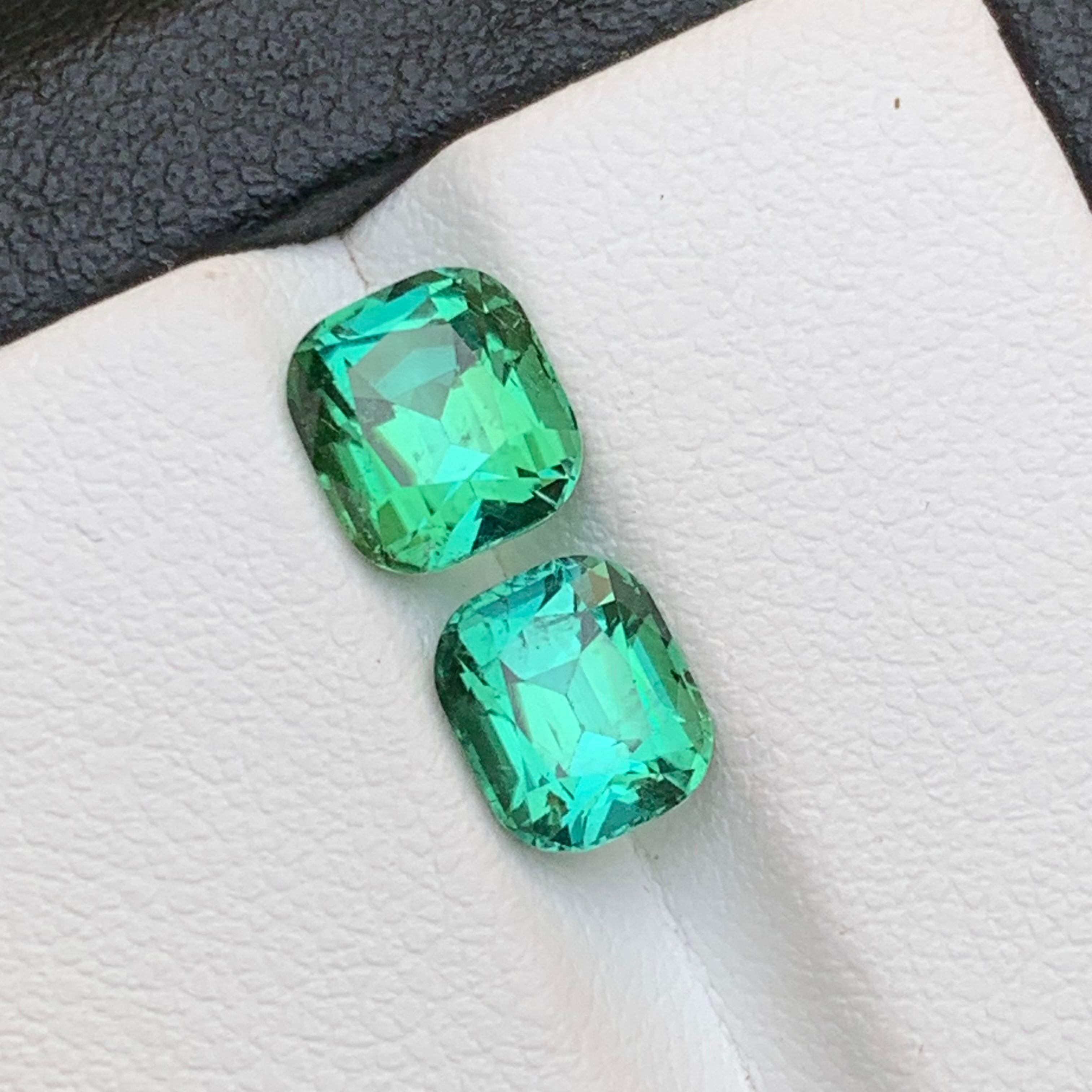 Bluish Green Natural Tourmaline Ring Loose Gemstones 3.50 Ct Cushion Cut-Jewelry For Sale 8