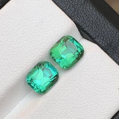 Bague en tourmaline naturelle vert bleuté, pierres précieuses non serties de 3,50 carats, taille coussin