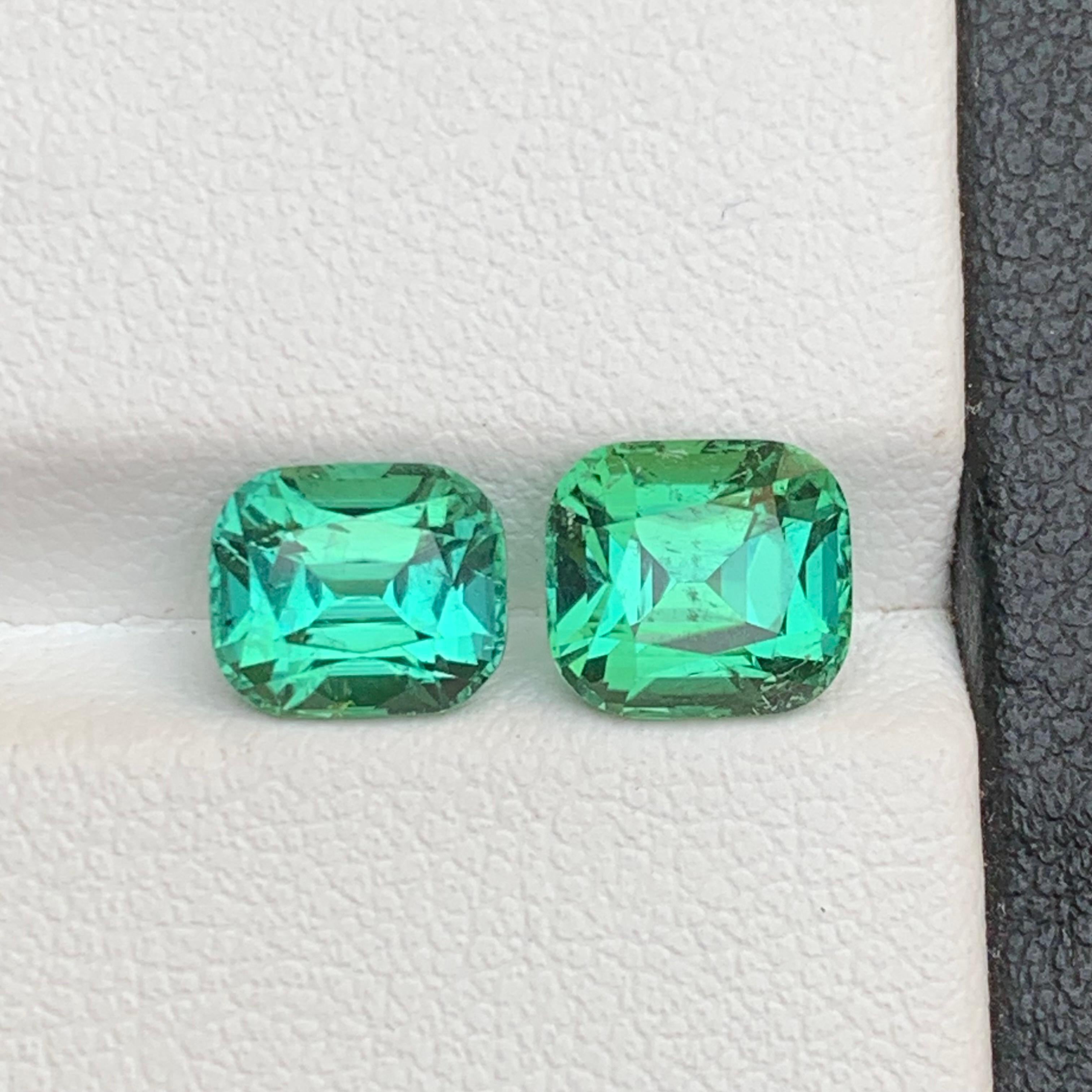Contemporary Bluish Green Natural Tourmaline Ring Loose Gemstones 3.50 Ct Cushion Cut-Jewelry For Sale