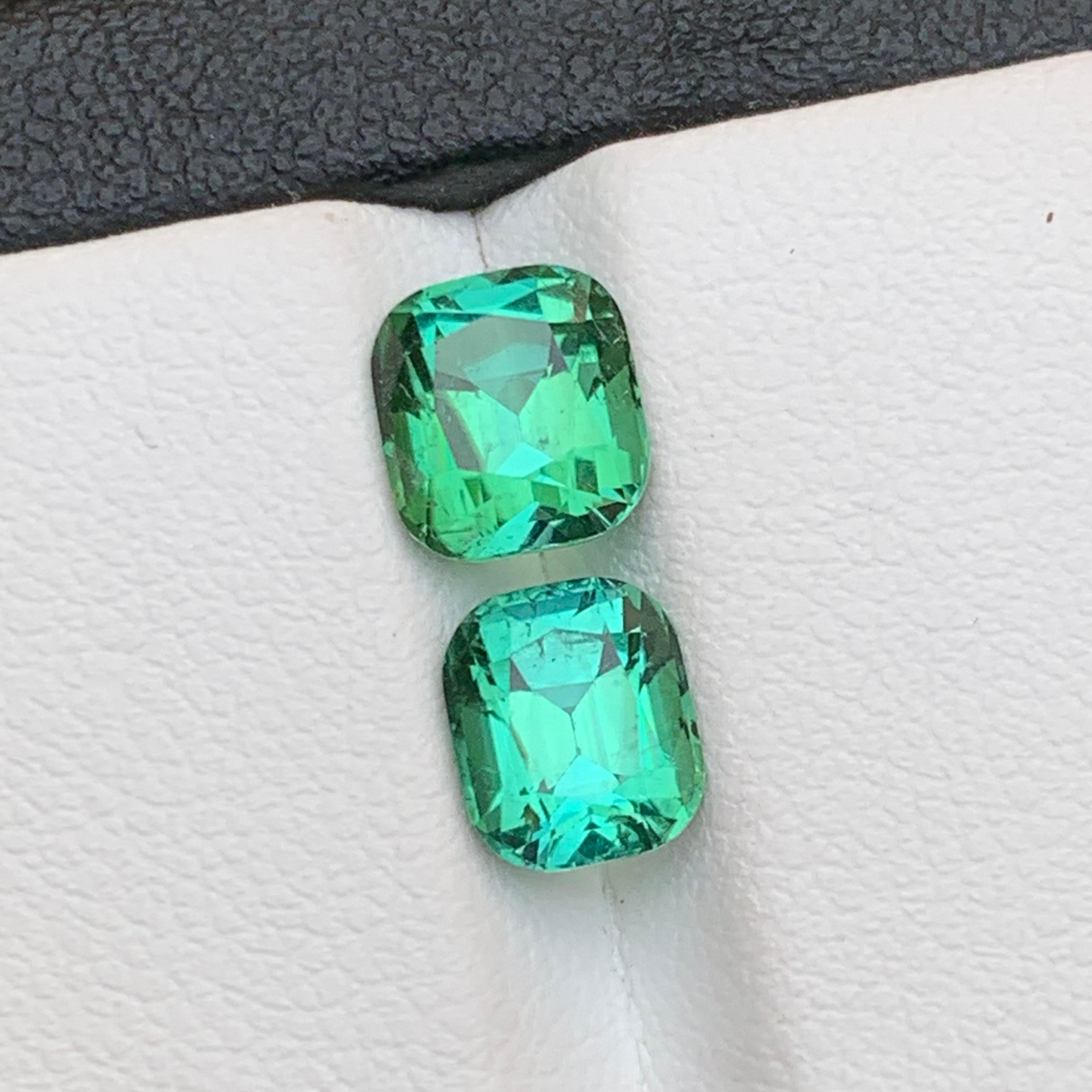 Bluish Green Natural Tourmaline Ring Loose Gemstones 3.50 Ct Cushion Cut-Jewelry In New Condition For Sale In Peshawar, PK