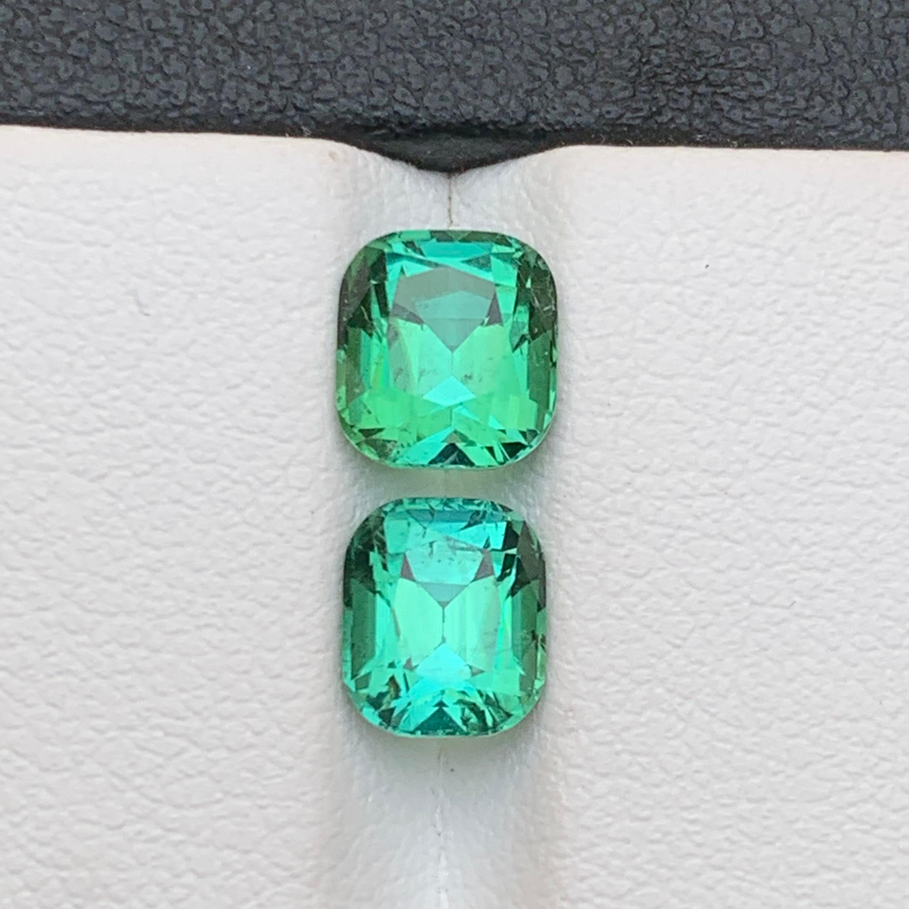 Bluish Green Natural Tourmaline Ring Loose Gemstones 3.50 Ct Cushion Cut-Jewelry For Sale 1