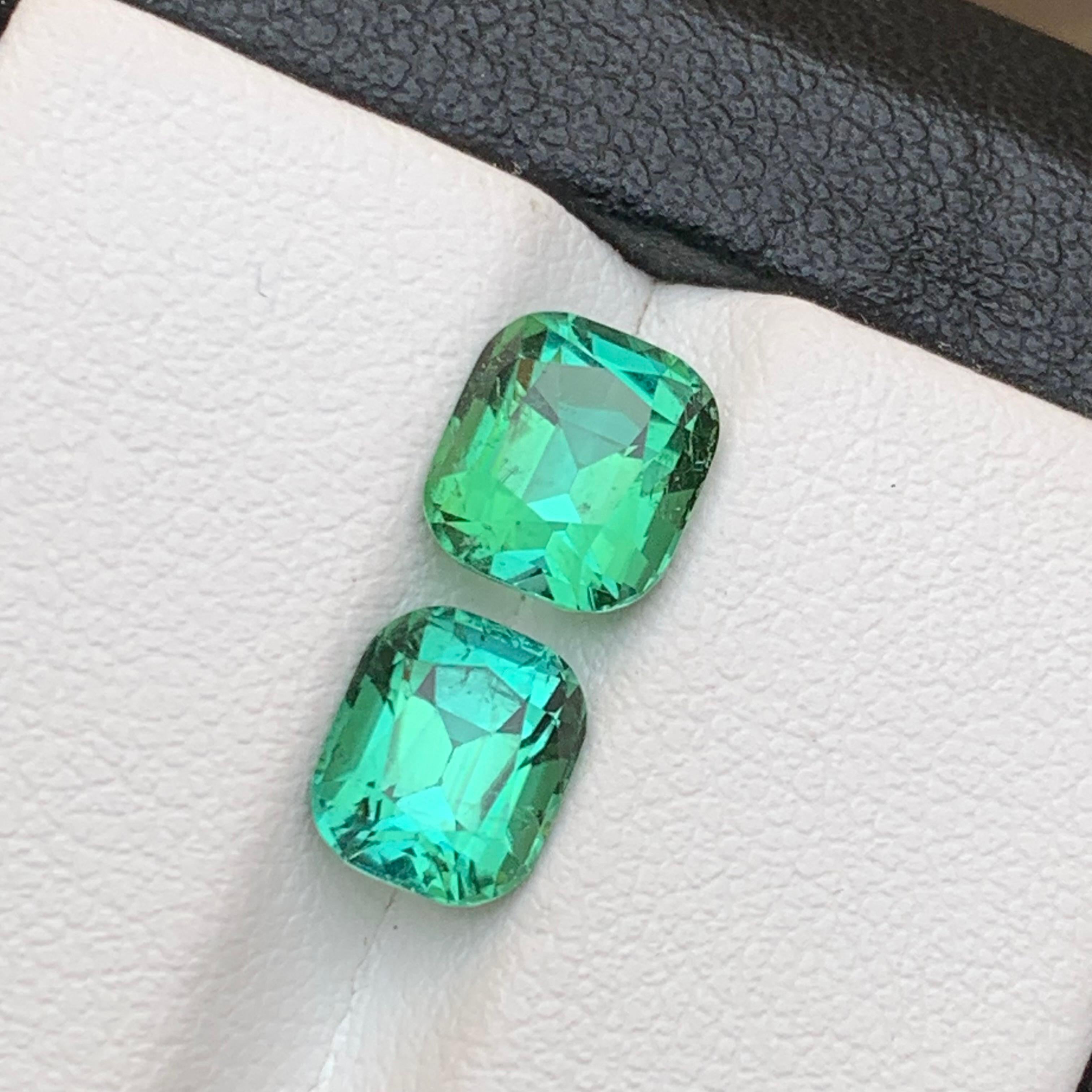 Bluish Green Natural Tourmaline Ring Loose Gemstones 3.50 Ct Cushion Cut-Jewelry For Sale 2