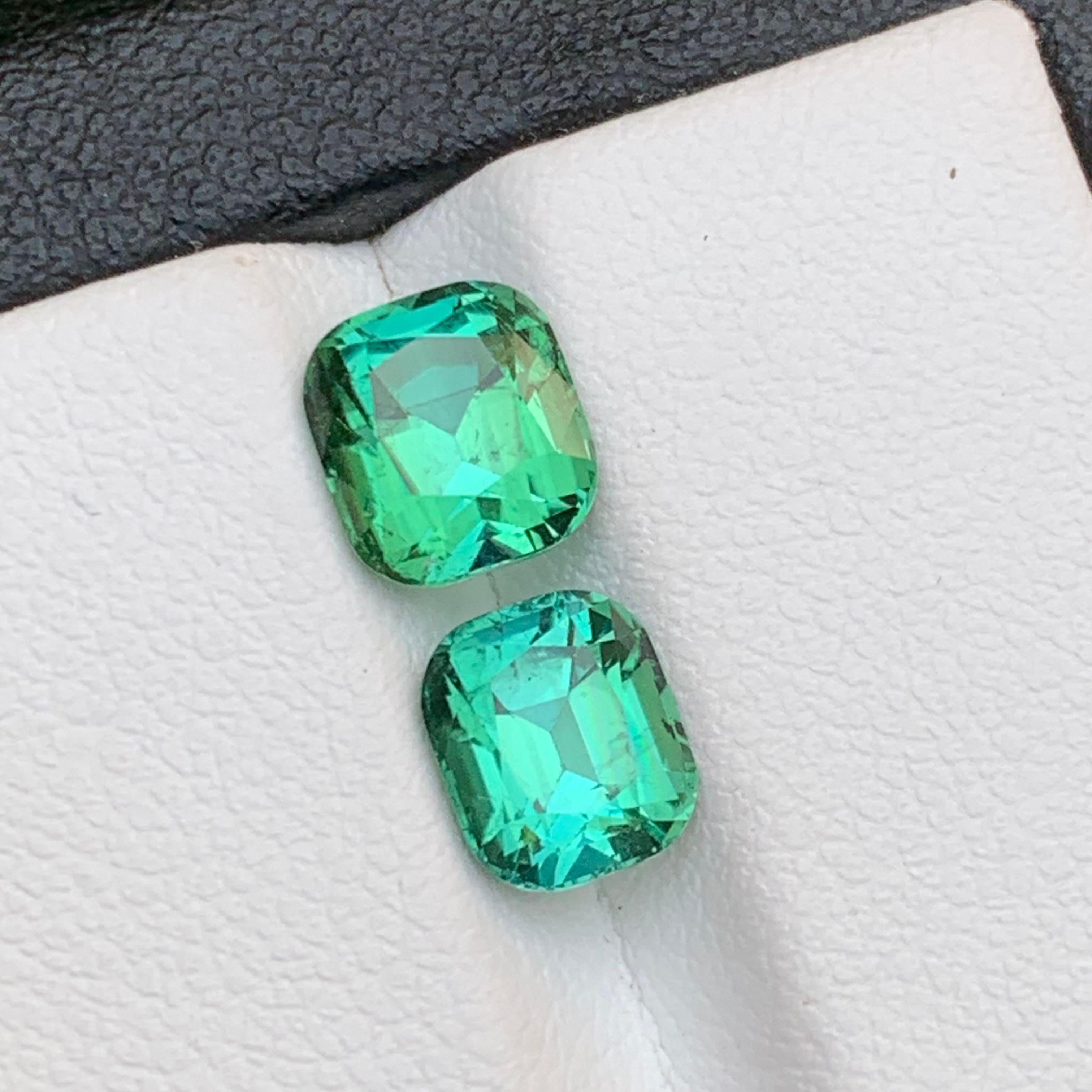 Bluish Green Natural Tourmaline Ring Loose Gemstones 3.50 Ct Cushion Cut-Jewelry For Sale 3