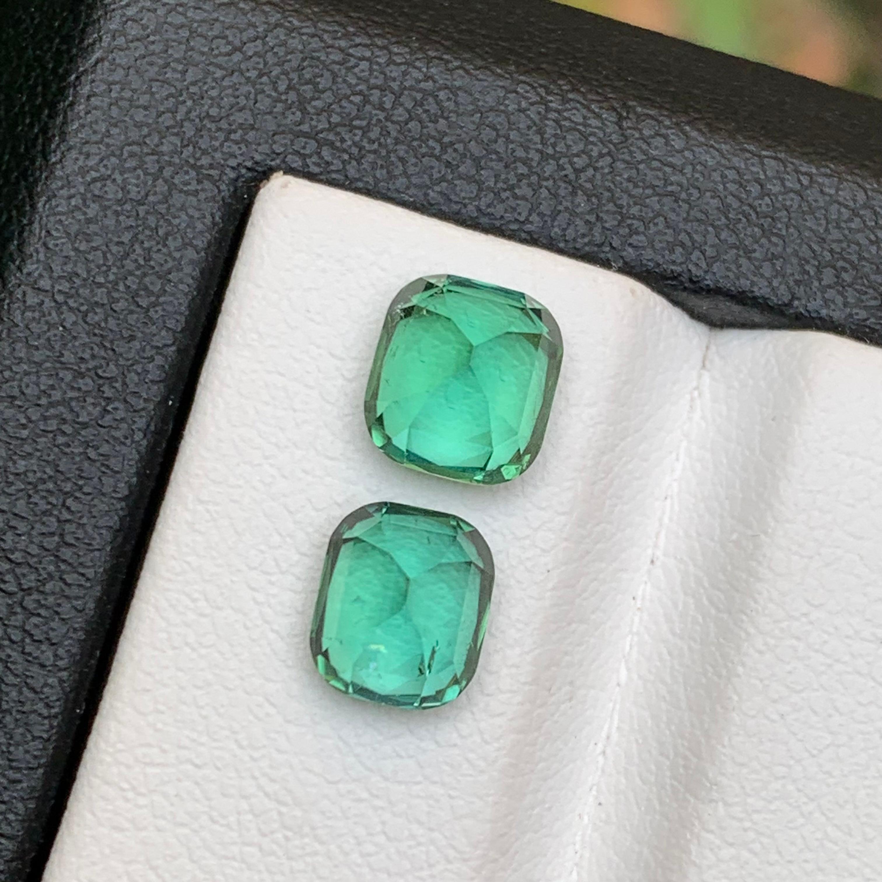 Bluish Green Natural Tourmaline Ring Loose Gemstones 3.50 Ct Cushion Cut-Jewelry For Sale 4