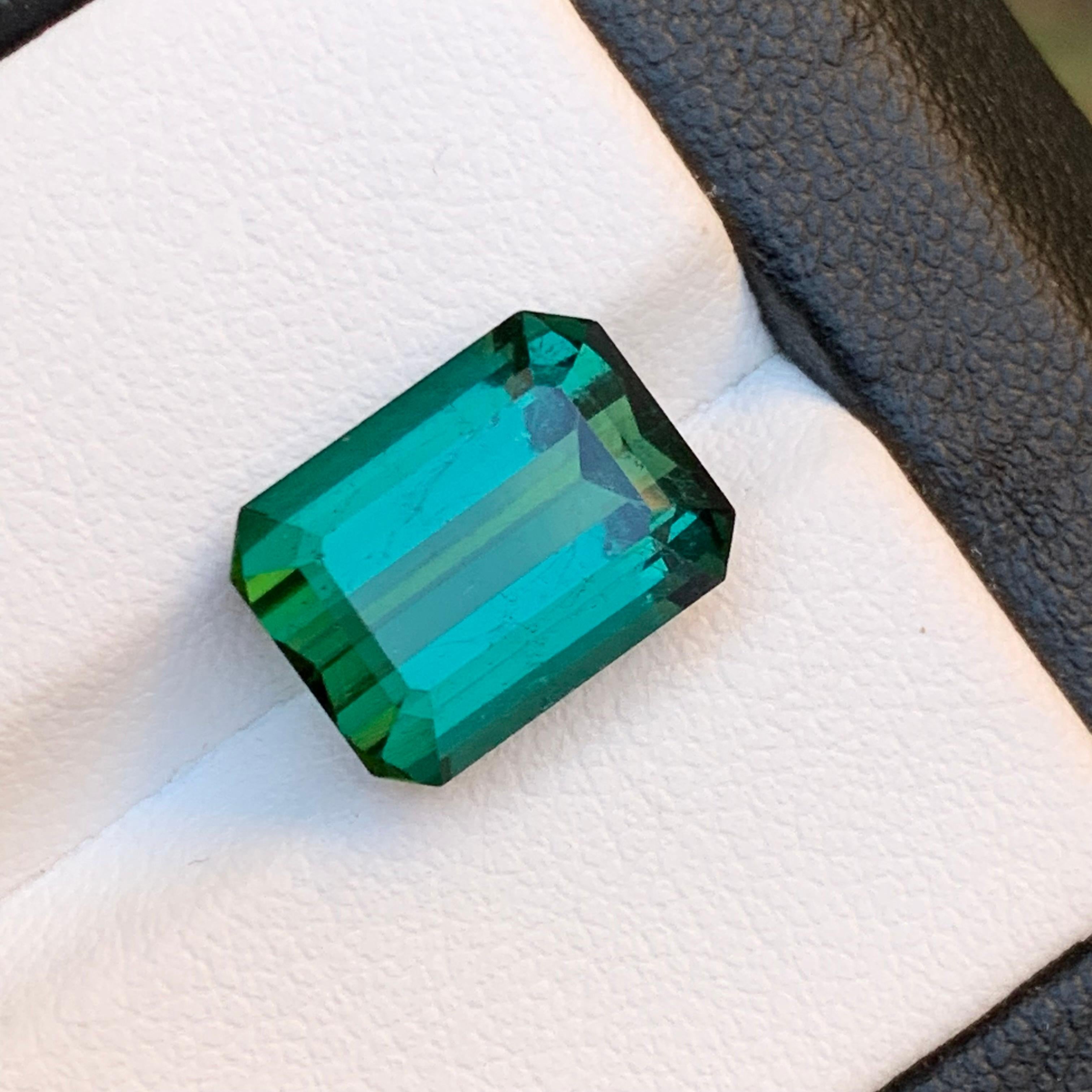 Colgante Anillo Turmalina Verde Azulada Natural Gema Suelta 6.50 Ct Talla Esmeralda en venta 4
