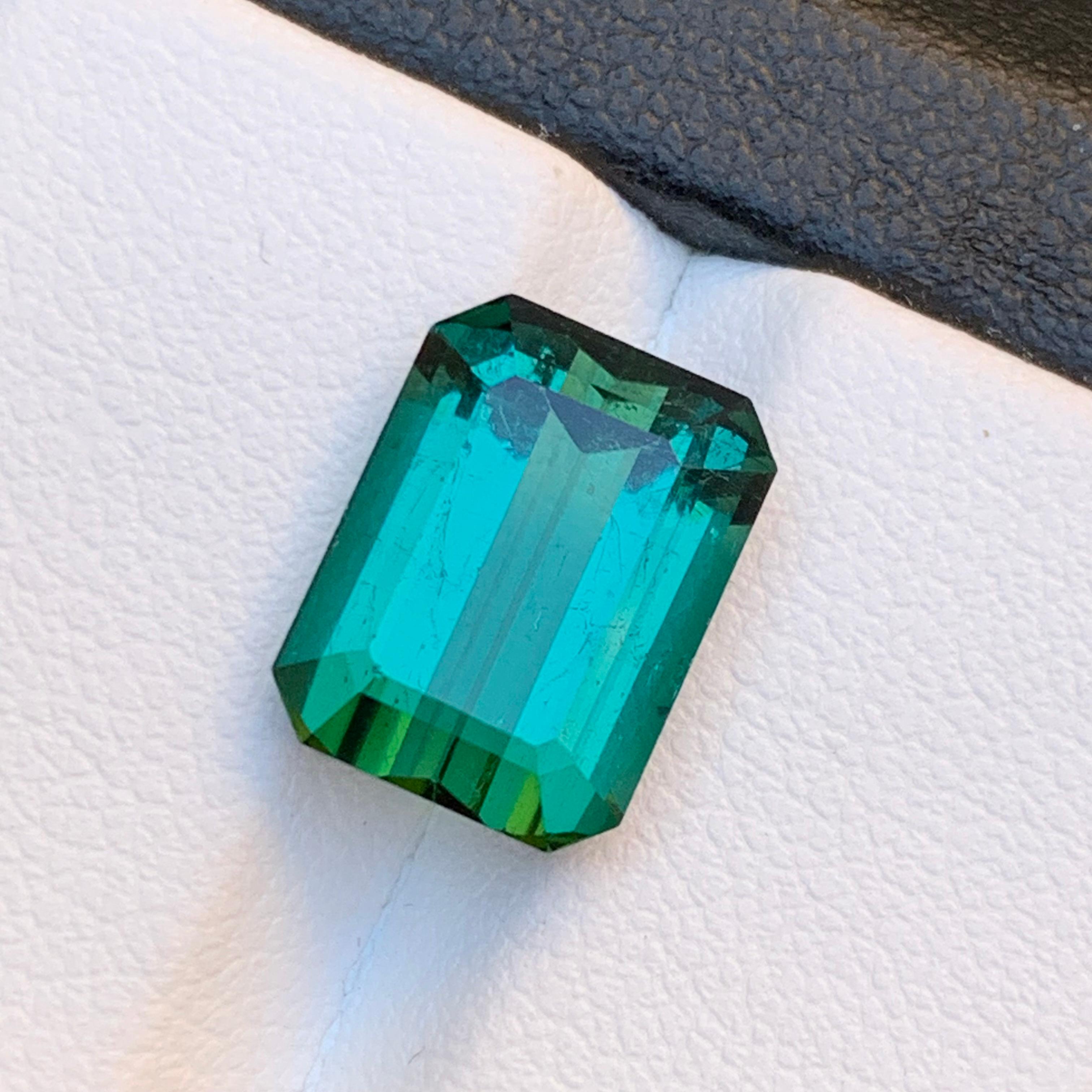 Colgante Anillo Turmalina Verde Azulada Natural Gema Suelta 6.50 Ct Talla Esmeralda en venta 6