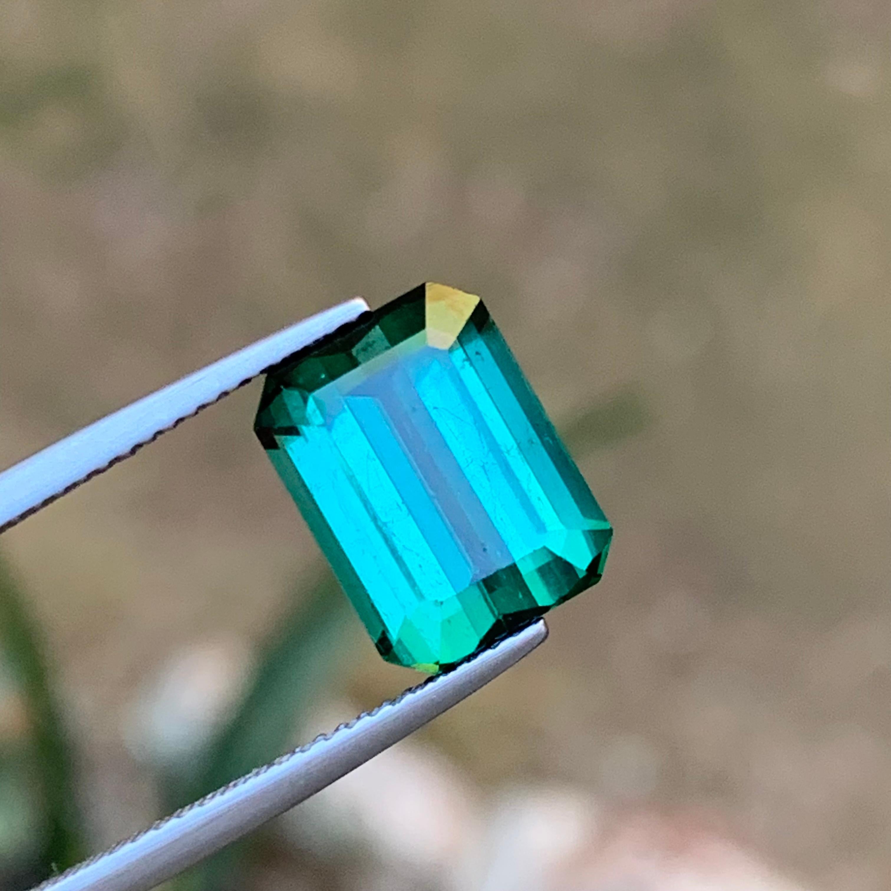 Colgante Anillo Turmalina Verde Azulada Natural Gema Suelta 6.50 Ct Talla Esmeralda en venta 7