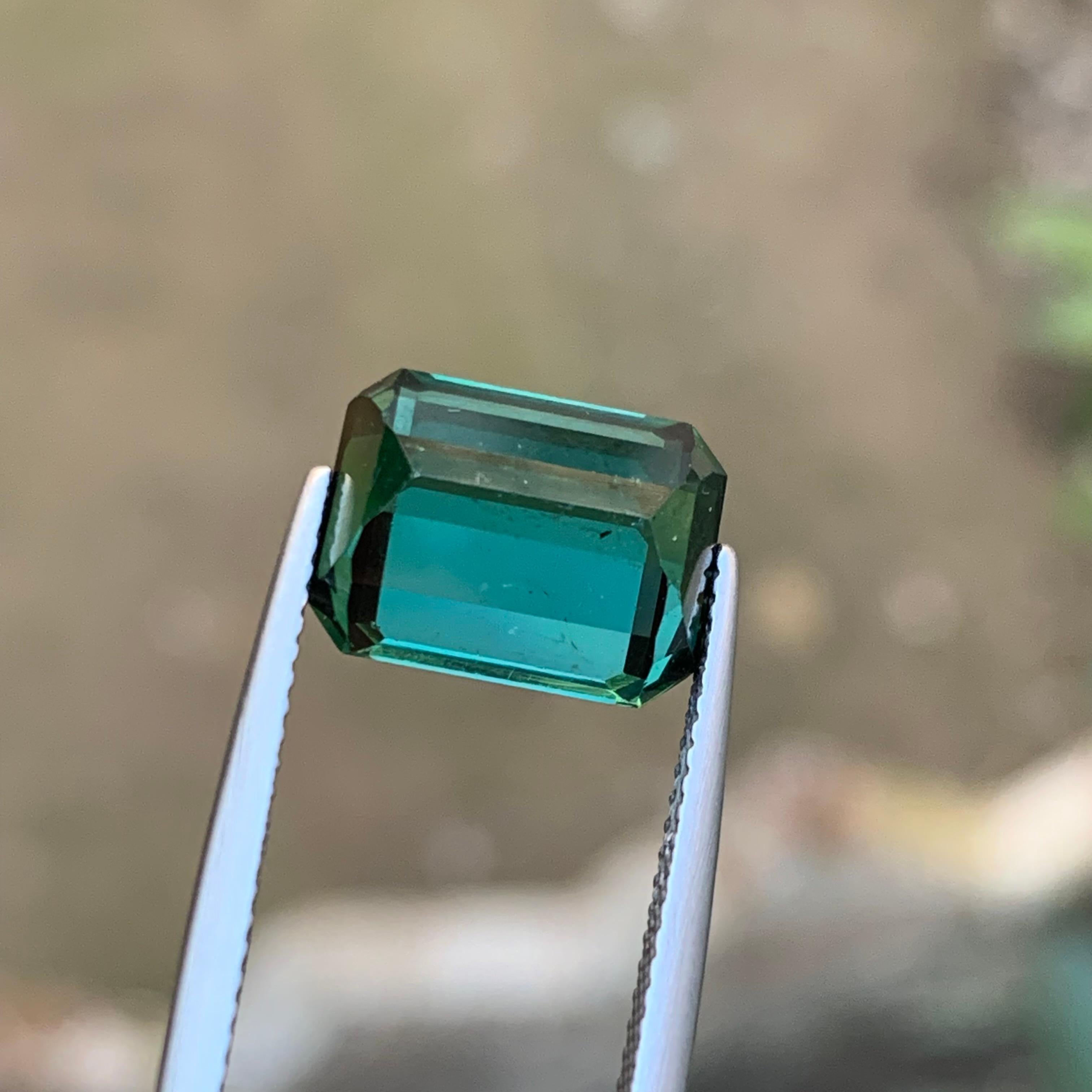 Colgante Anillo Turmalina Verde Azulada Natural Gema Suelta 6.50 Ct Talla Esmeralda en venta 8