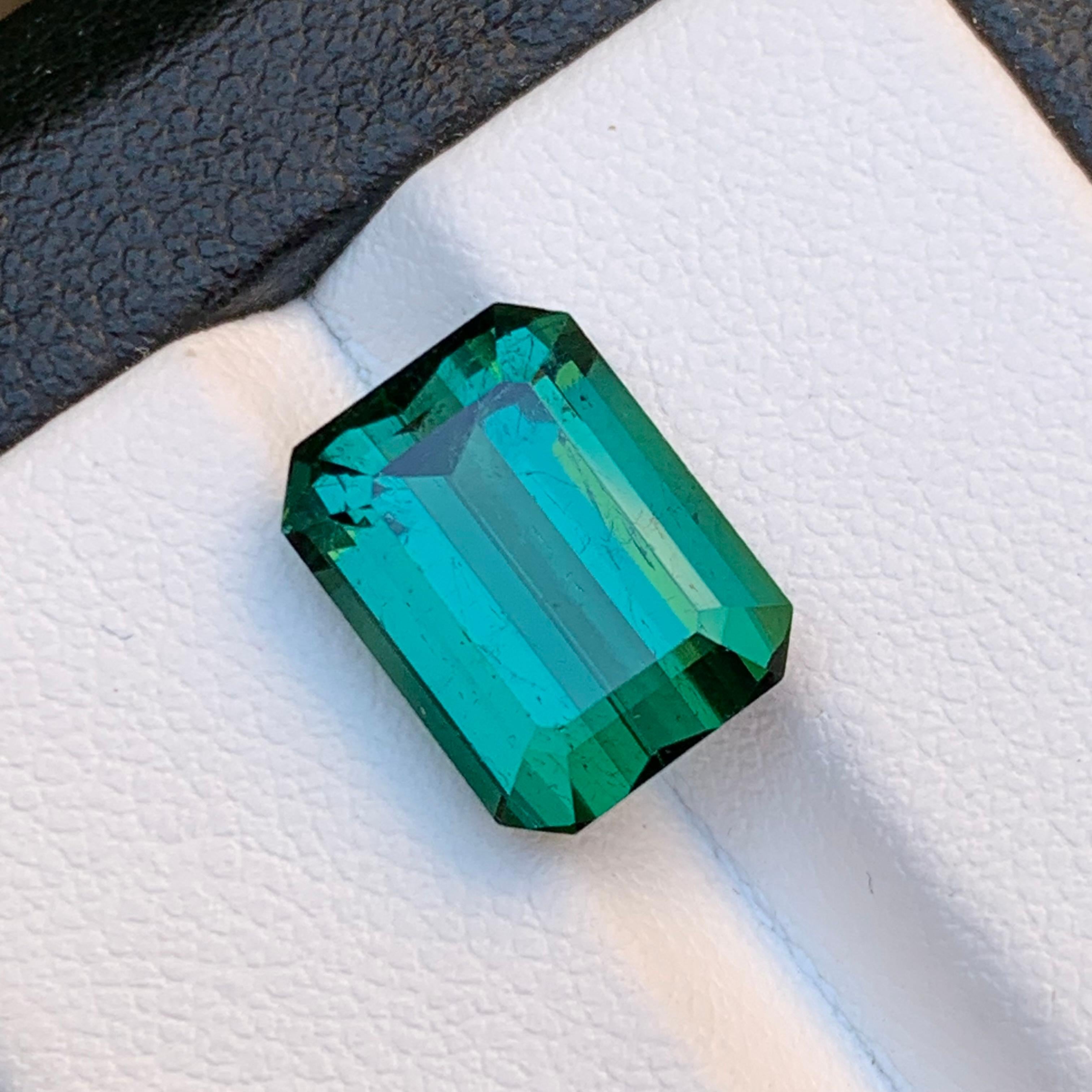 Colgante Anillo Turmalina Verde Azulada Natural Gema Suelta 6.50 Ct Talla Esmeralda en venta 9