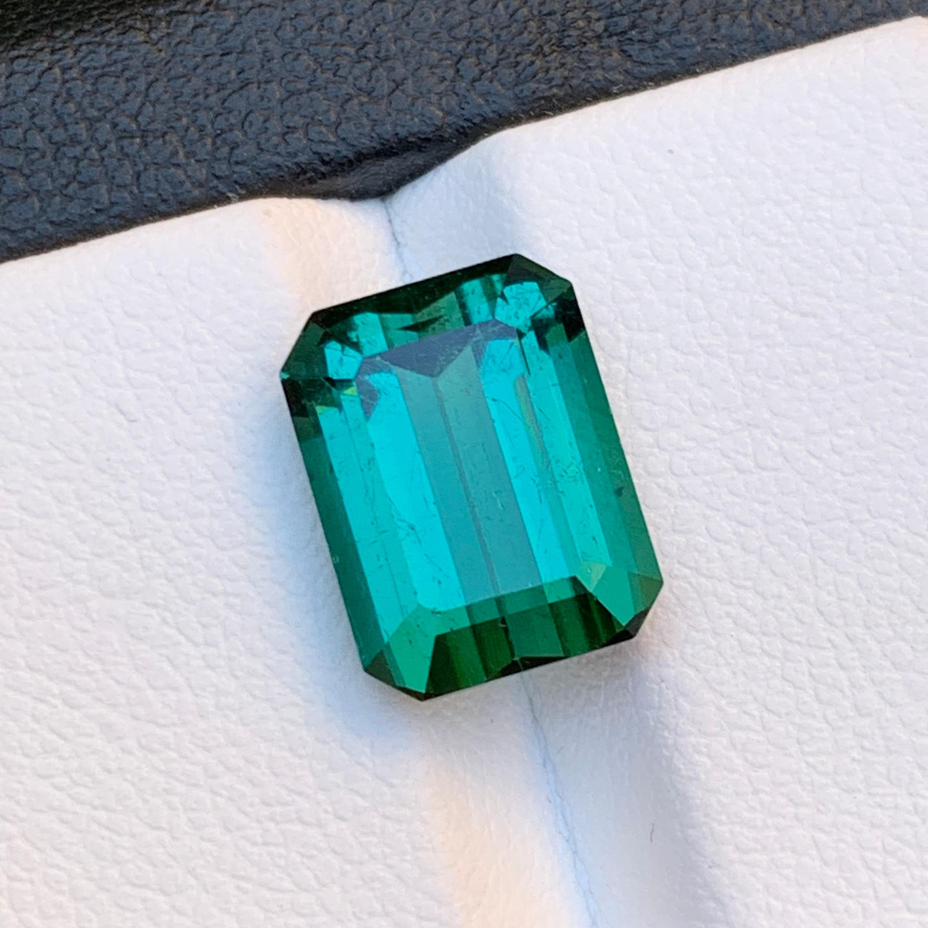 Colgante Anillo Turmalina Verde Azulada Natural Gema Suelta 6.50 Ct Talla Esmeralda en Nuevo estado para la venta en Peshawar, PK