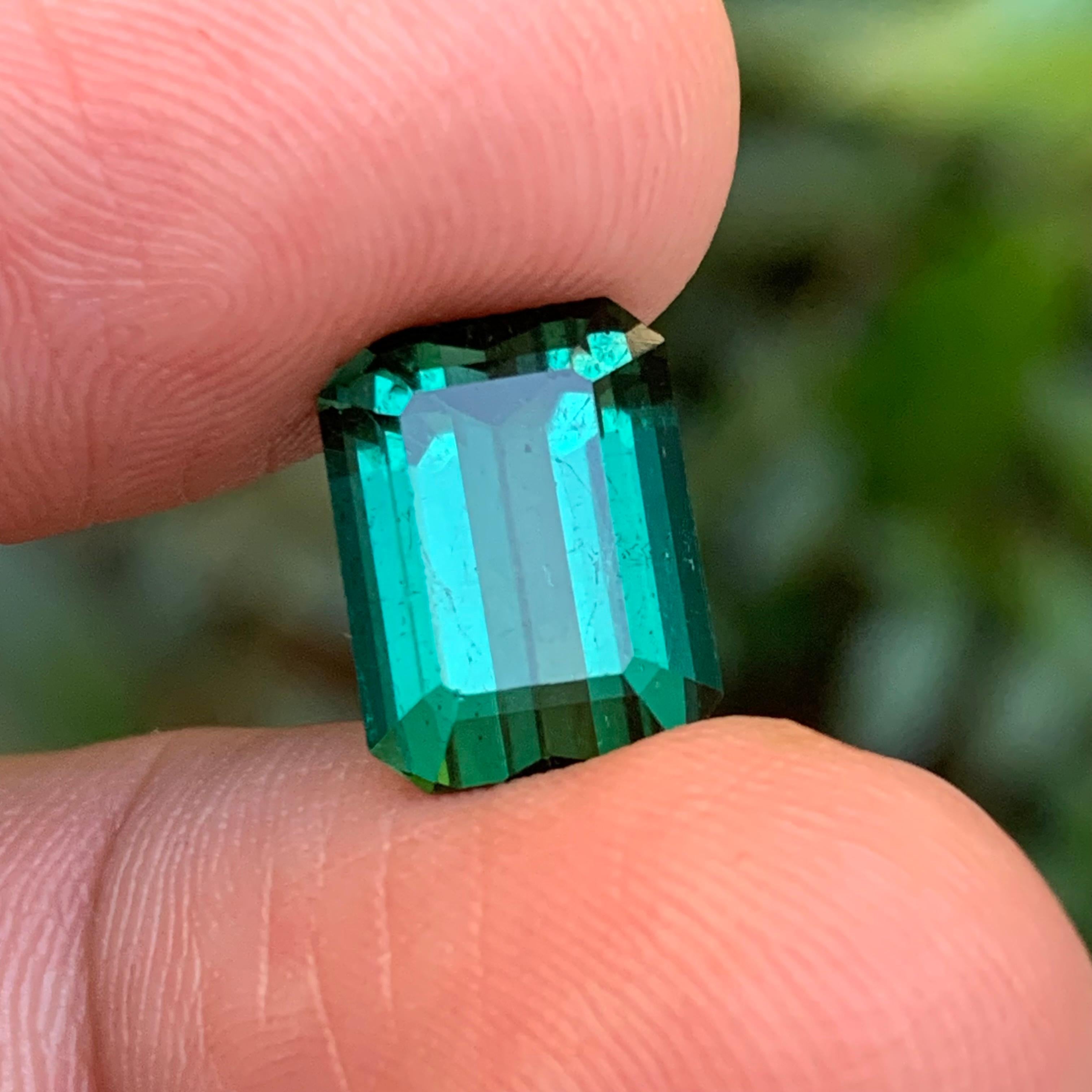 Femenino o masculino Colgante Anillo Turmalina Verde Azulada Natural Gema Suelta 6.50 Ct Talla Esmeralda en venta