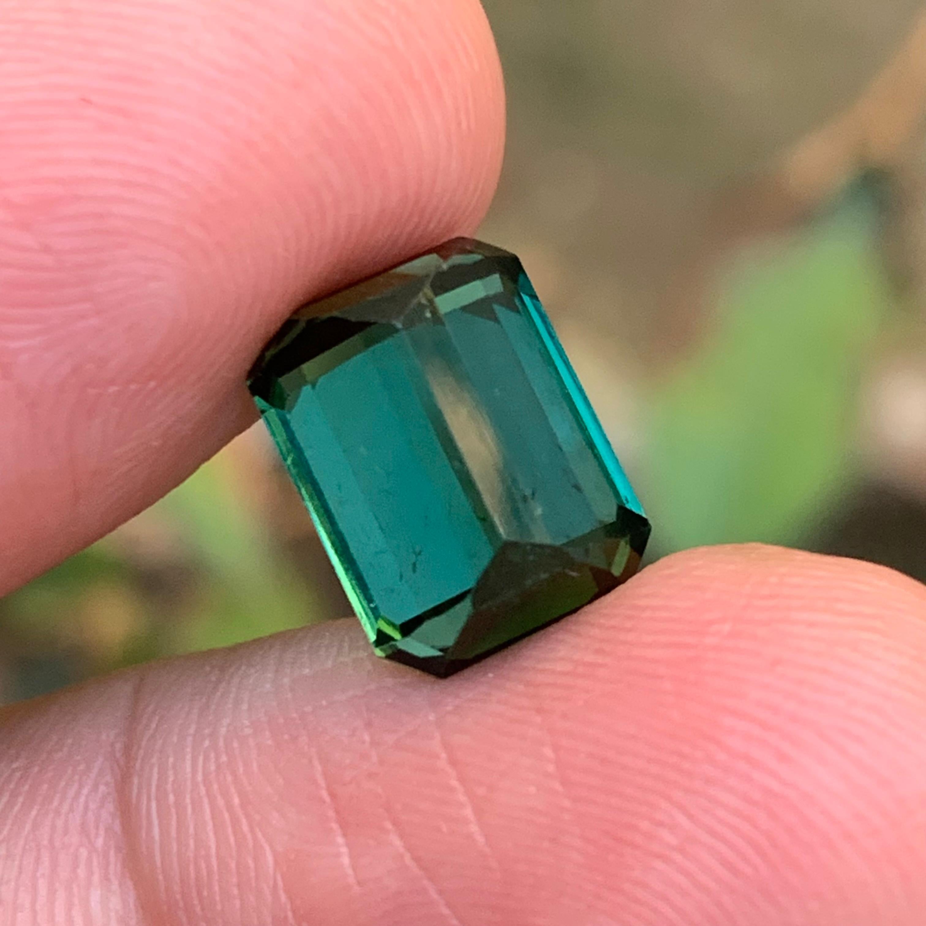 Colgante Anillo Turmalina Verde Azulada Natural Gema Suelta 6.50 Ct Talla Esmeralda en venta 1