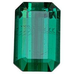 Anello con tormalina naturale verde bluastra, ciondolo, gemma sciolta 7.45 ct taglio smeraldo