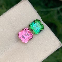 Coppia di pietre preziose in tormalina blu-verde-rosa invertita per orecchini e gioielli, 6 mm