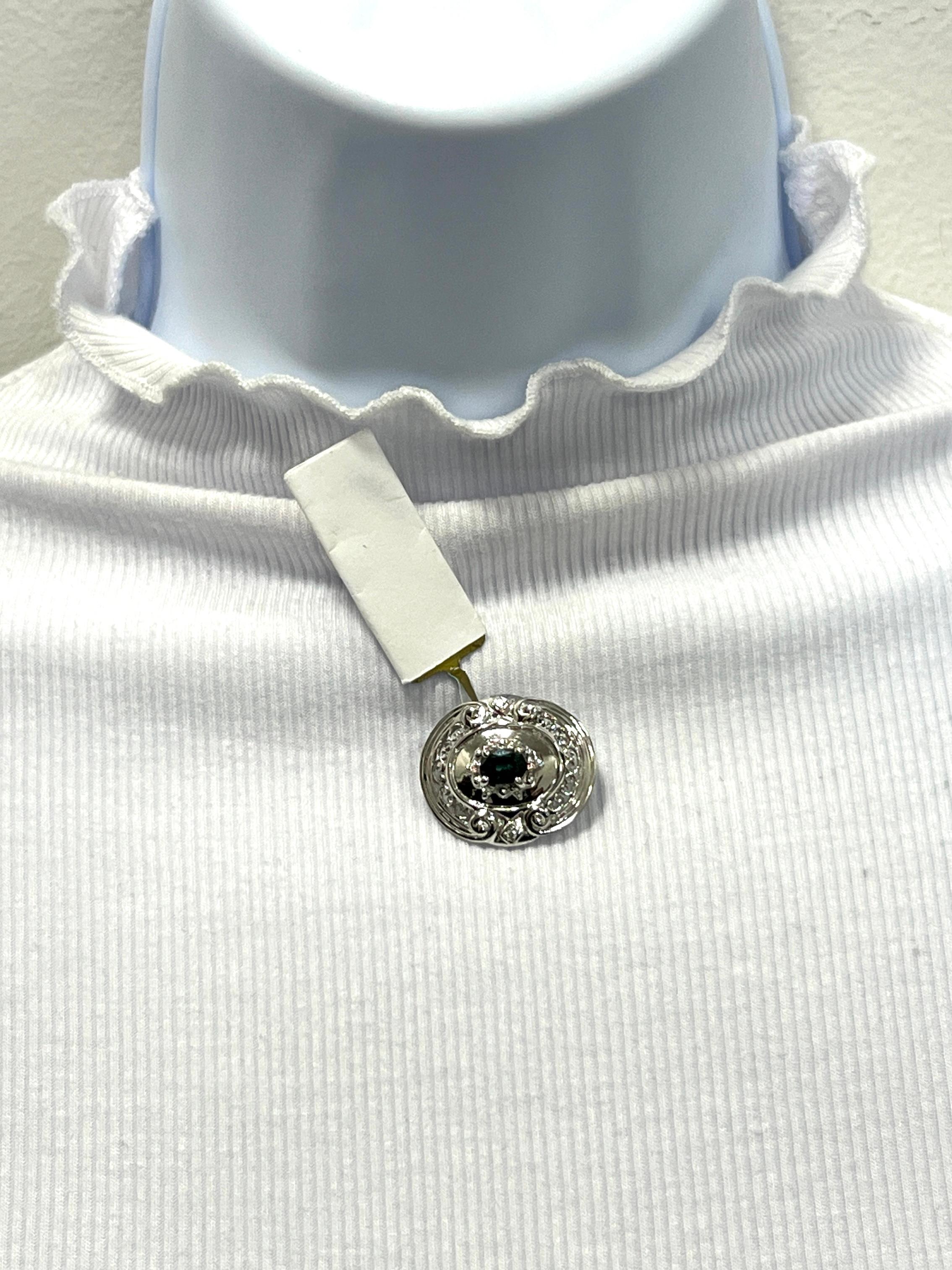 Beautiful 1.00 ct. bluish green sapphire oval with 0.12 ct. good quality white diamond rounds.  Handmade in 14k white gold.  