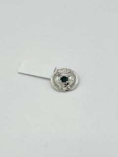 Bluish Green Sapphire and White Diamond Slider Pendant in 14K White Gold