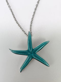 Bluish Green starfish pendant necklace enamel pendant