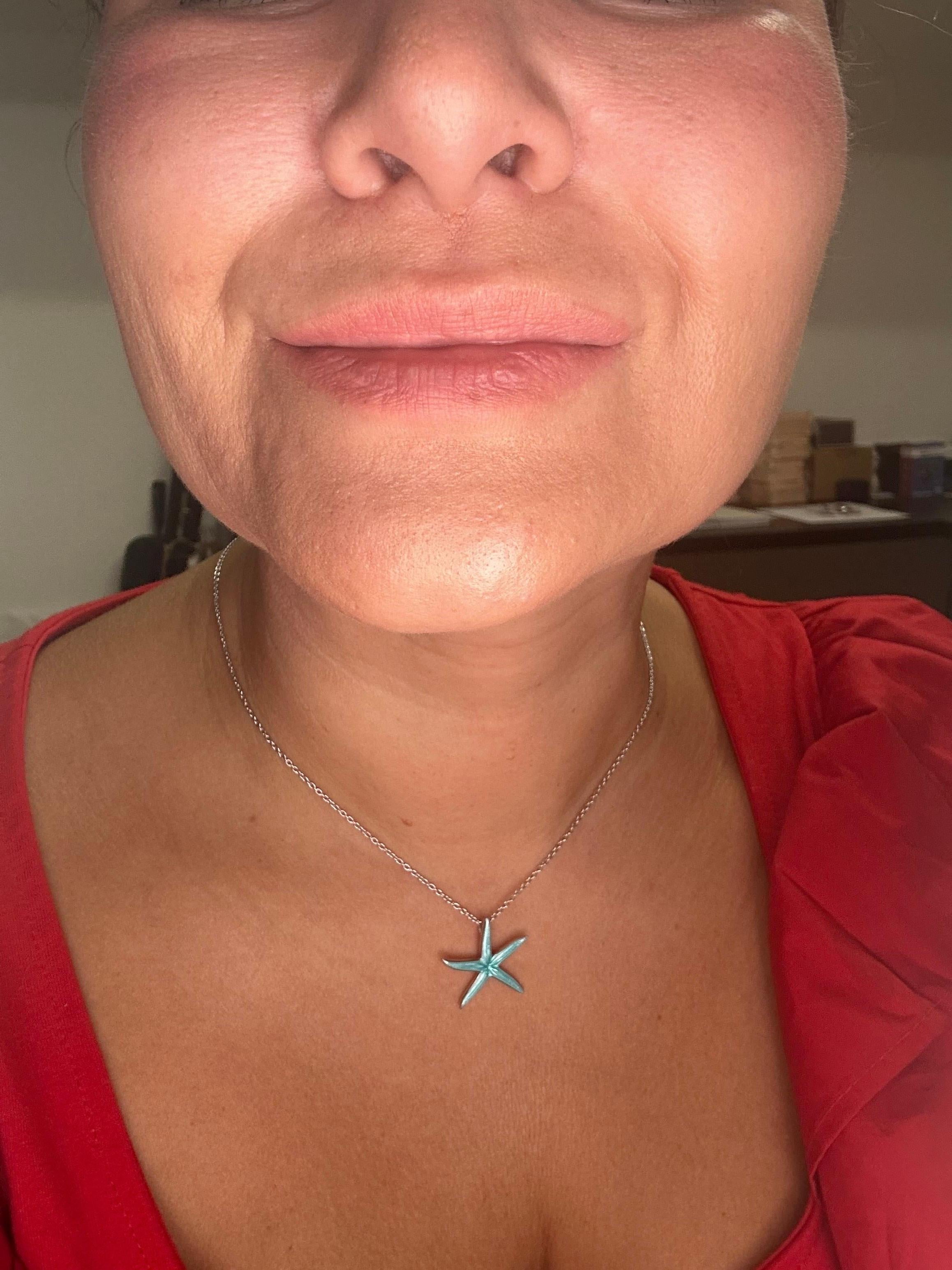 Bluish Green starfish pendant necklace enamel pendant  For Sale 1
