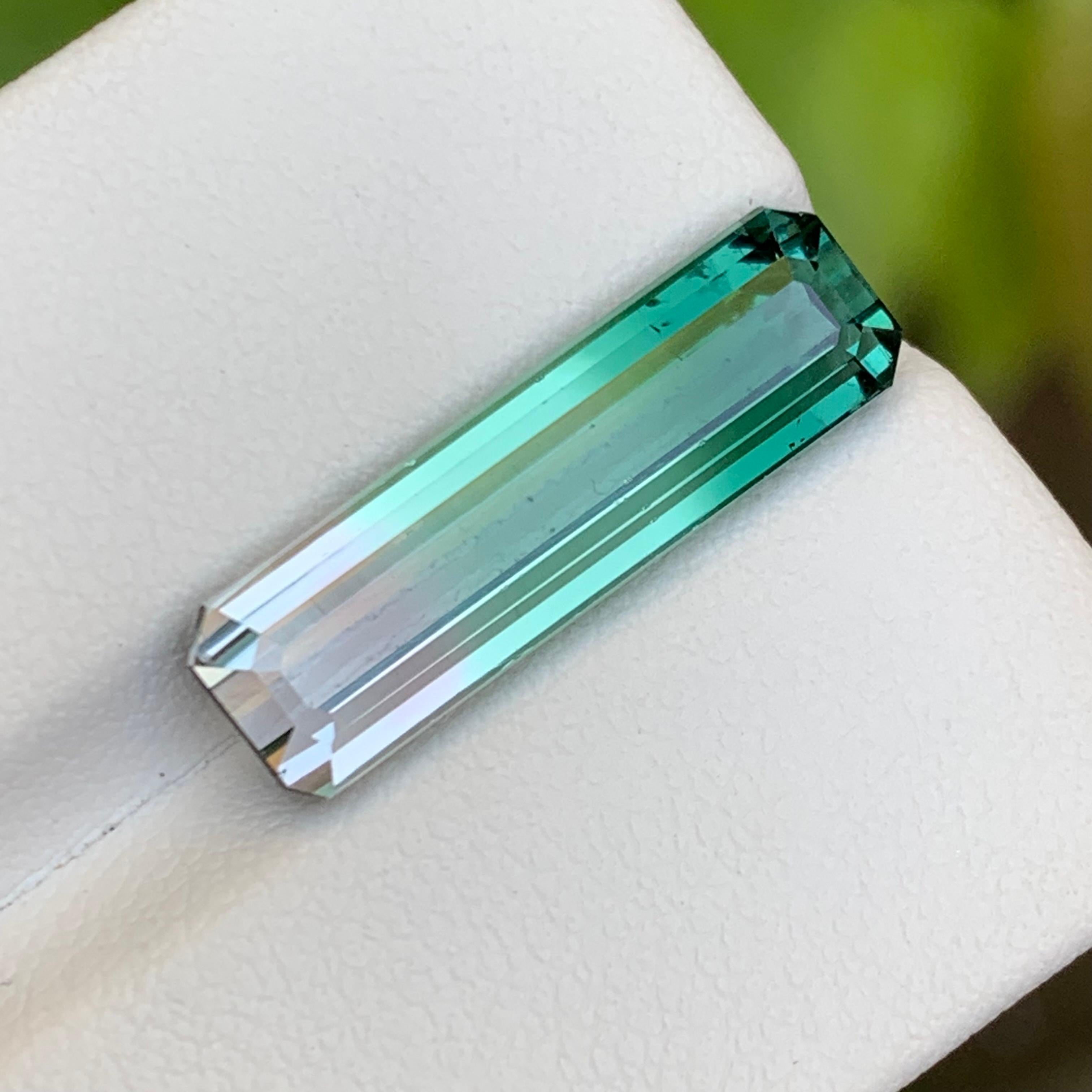 Bague en tourmaline bicolore vert bleuté à menthe pâle et rose doux, 7,60 carats en vente 4