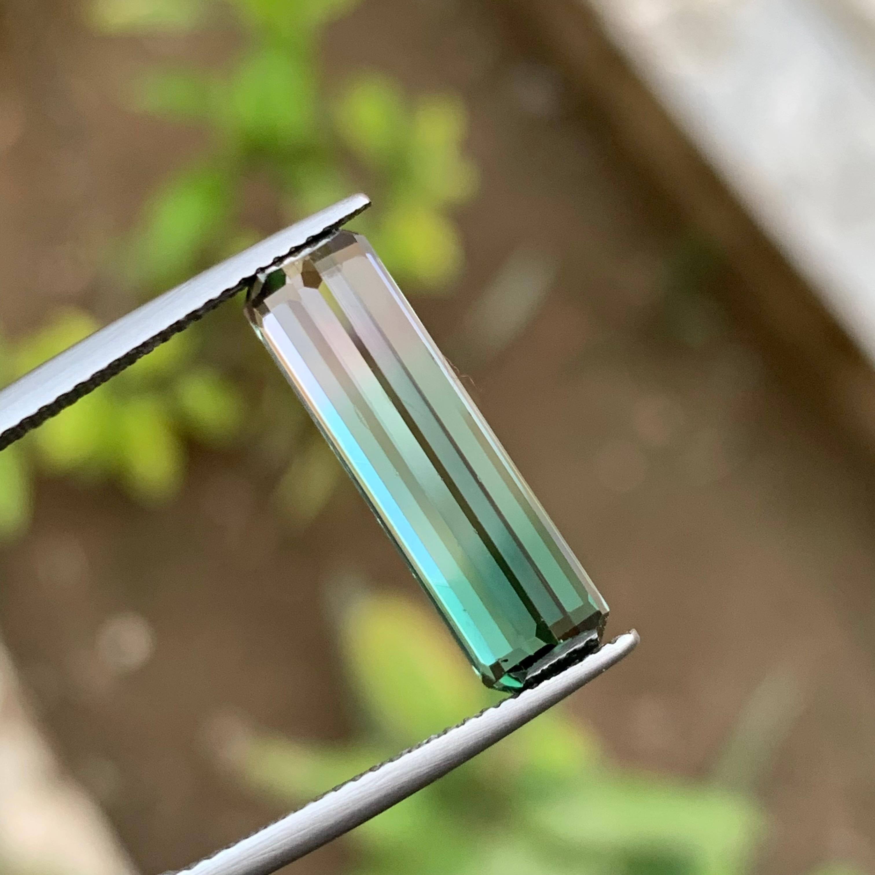 Bague en tourmaline bicolore vert bleuté à menthe pâle et rose doux, 7,60 carats en vente 3