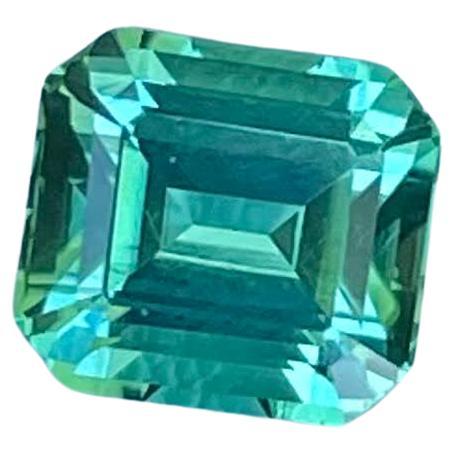 Bluish Green Tourmaline 1.50 Carats Step Emerald Cut Natural Afghan Gemstone For Sale