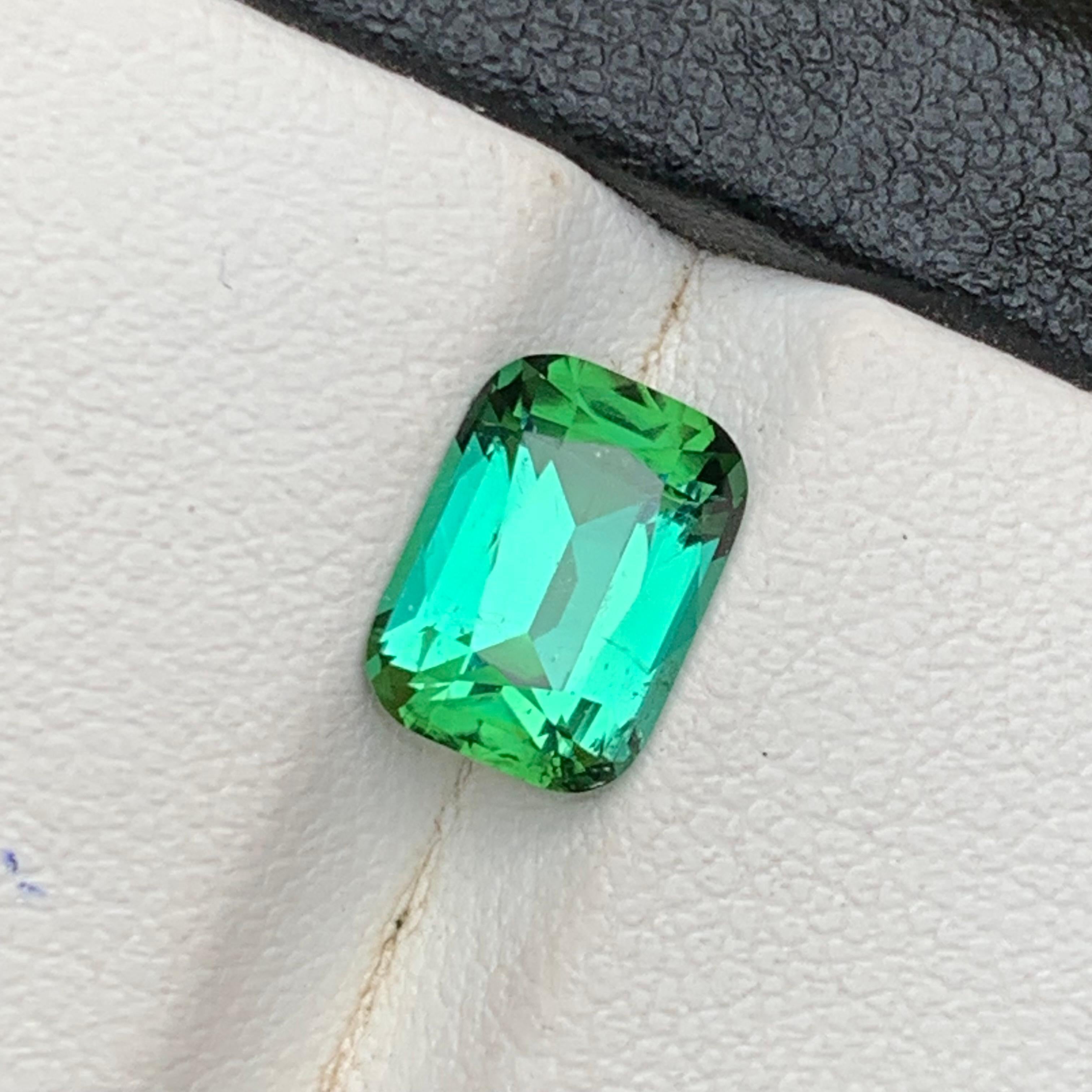 Natural Bluish Hue Green Tourmaline – Cushion Cut Gemstone for Fine Ring 
Engagement Ring or Custom Jewelry

💎 GEMSTONE TYPE: Tourmaline
⚖️ WEIGHT: 2.25 Carat
🪚 SHAPE 
CUT: Cushion Cut
📏 SIZE (MM): 8.94 x 6.52 x 4.93
🌈 COLOR: Bluish