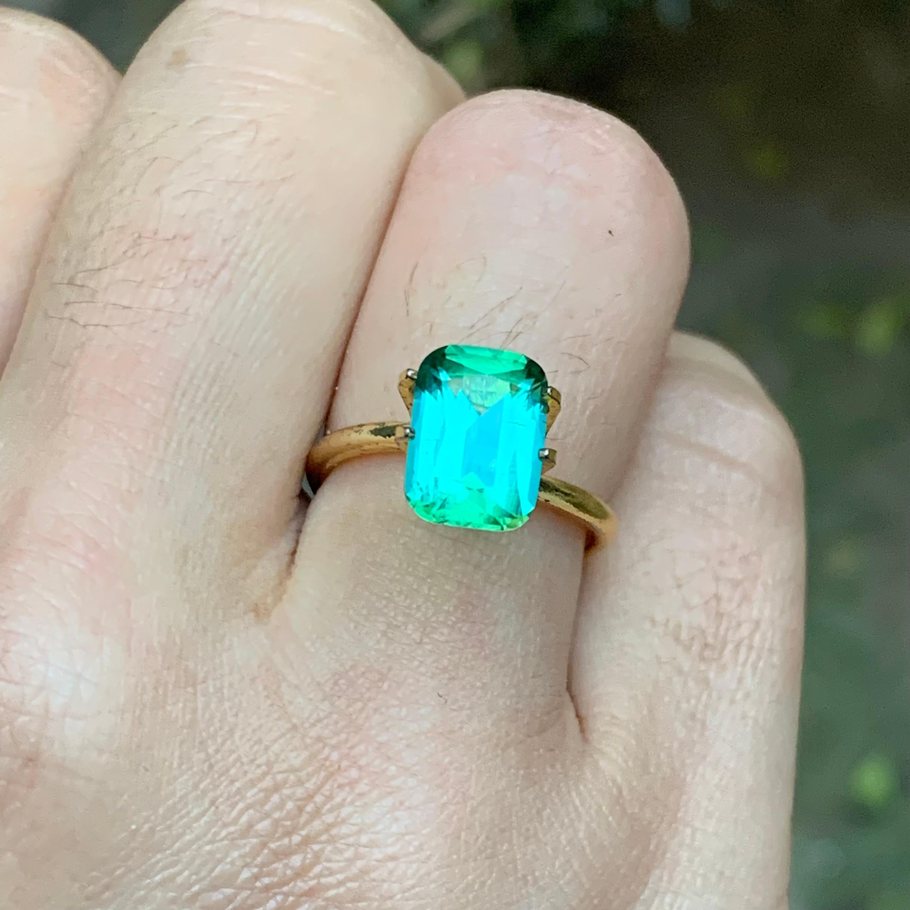 Bluish Green Tourmaline 3.00 Carat Cushion Cut Natural Loose Gemstone for Ring in vendita 7