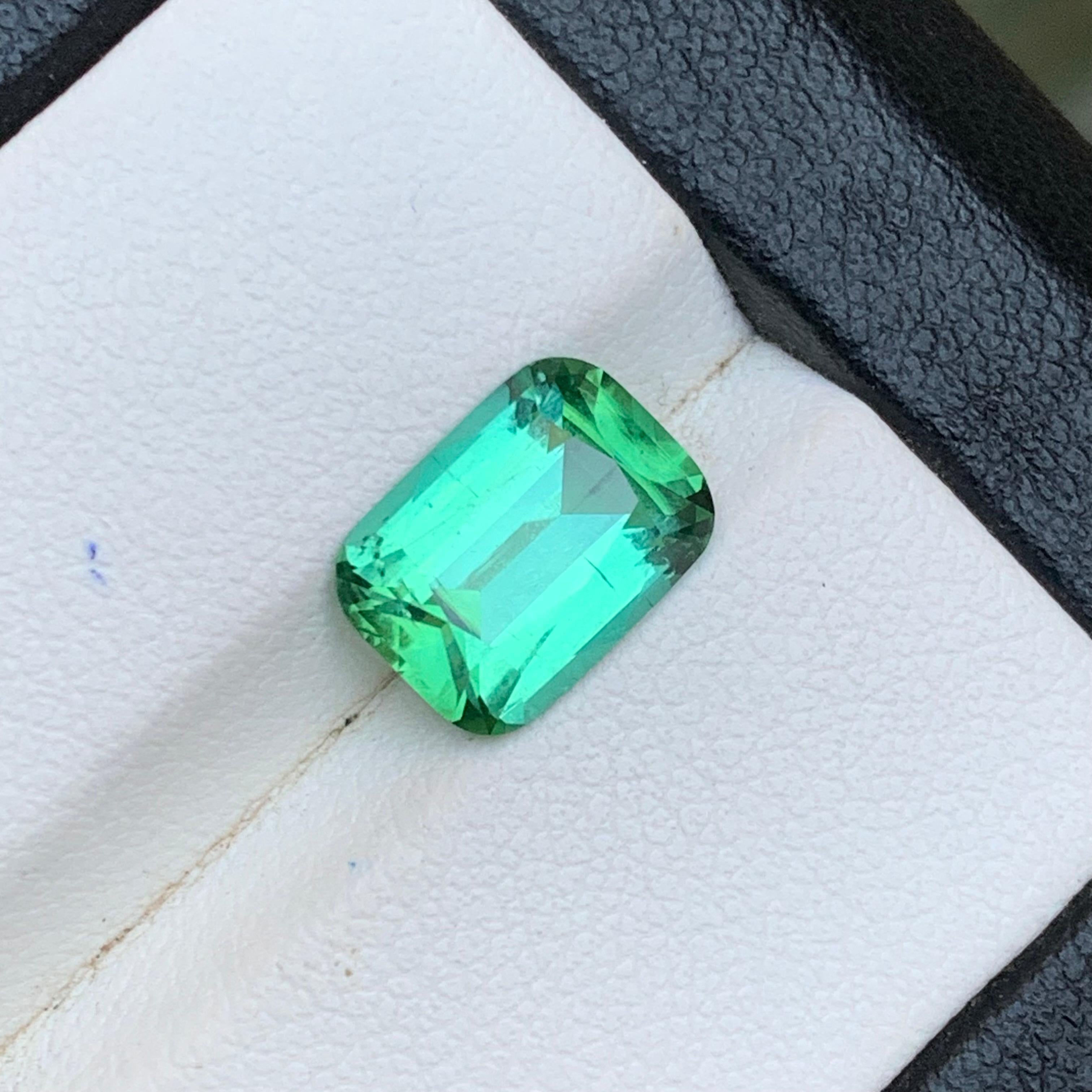 Natural Vivid Bluish Green Tourmaline – Cushion Cut Gemstone for Fine Engagement Ring 
Custom Jewelry.

💎 GEMSTONE TYPE: Tourmaline
⚖️ WEIGHT: 3.00 Carat
🪚 SHAPE 
CUT: Cushion Cut
📏 SIZE (MM): 10.15 x 7.42 x 5.21
🌈 COLOR: Vivid Bluish