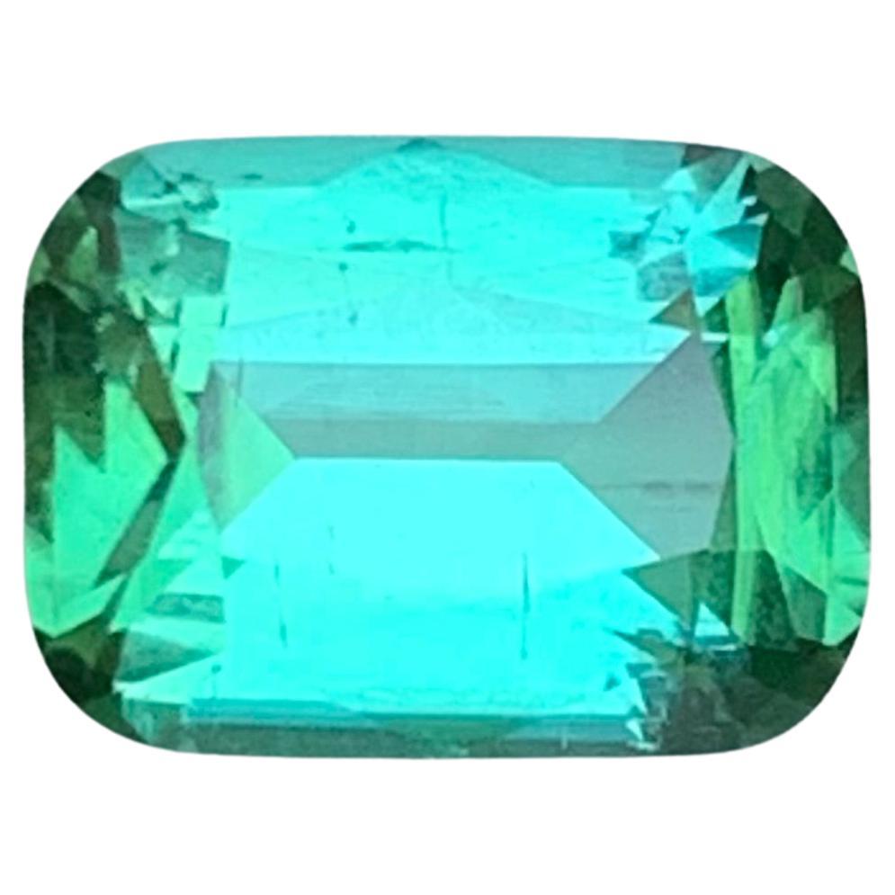 Bluish Green Tourmaline 3.00 Carat Cushion Cut Natural Loose Gemstone for Ring