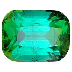 Bluish Green Tourmaline 3.04 Carat Cushion Cut Natural Loose Gemstone for Ring