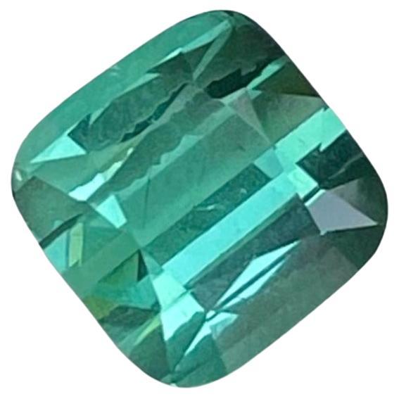 Bluish Green Tourmaline 3.20- carats Cushion Cut Natural Loose African Gemstone For Sale