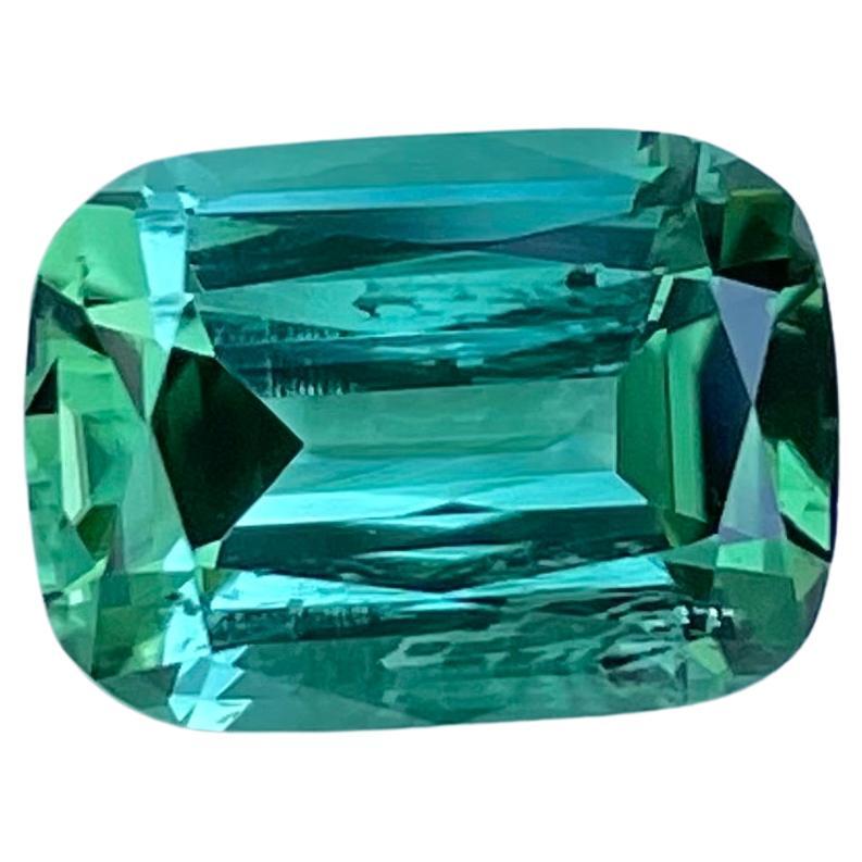 Bluish Green Tourmaline 4.00 Carats Step Cushion Cut Natural Afghan Gemstone For Sale