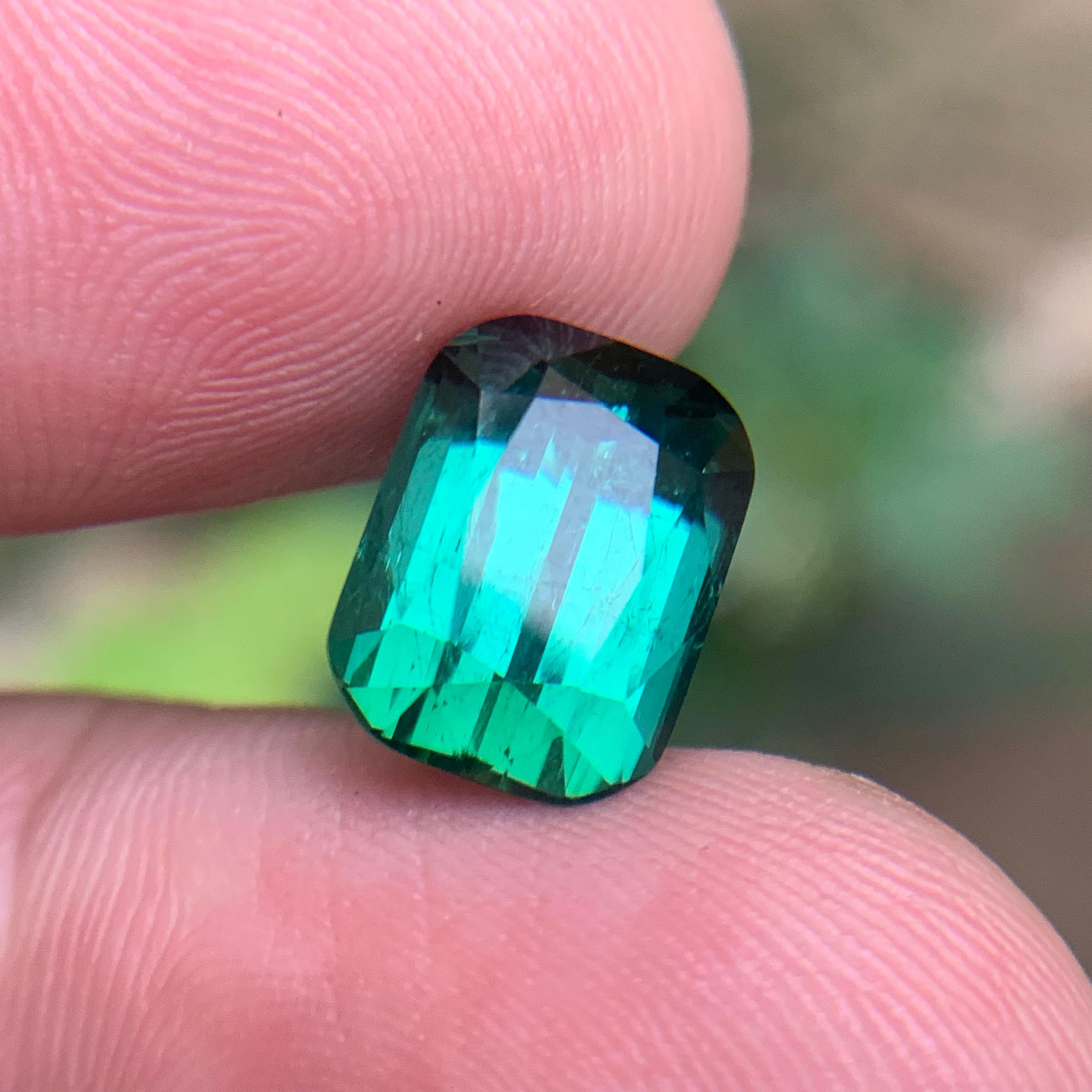 Tourmaline verte bleuâtre 5.45 Ct Naturelle pierres précieuses en vrac taille coussin Ring-Jewelry en vente 4