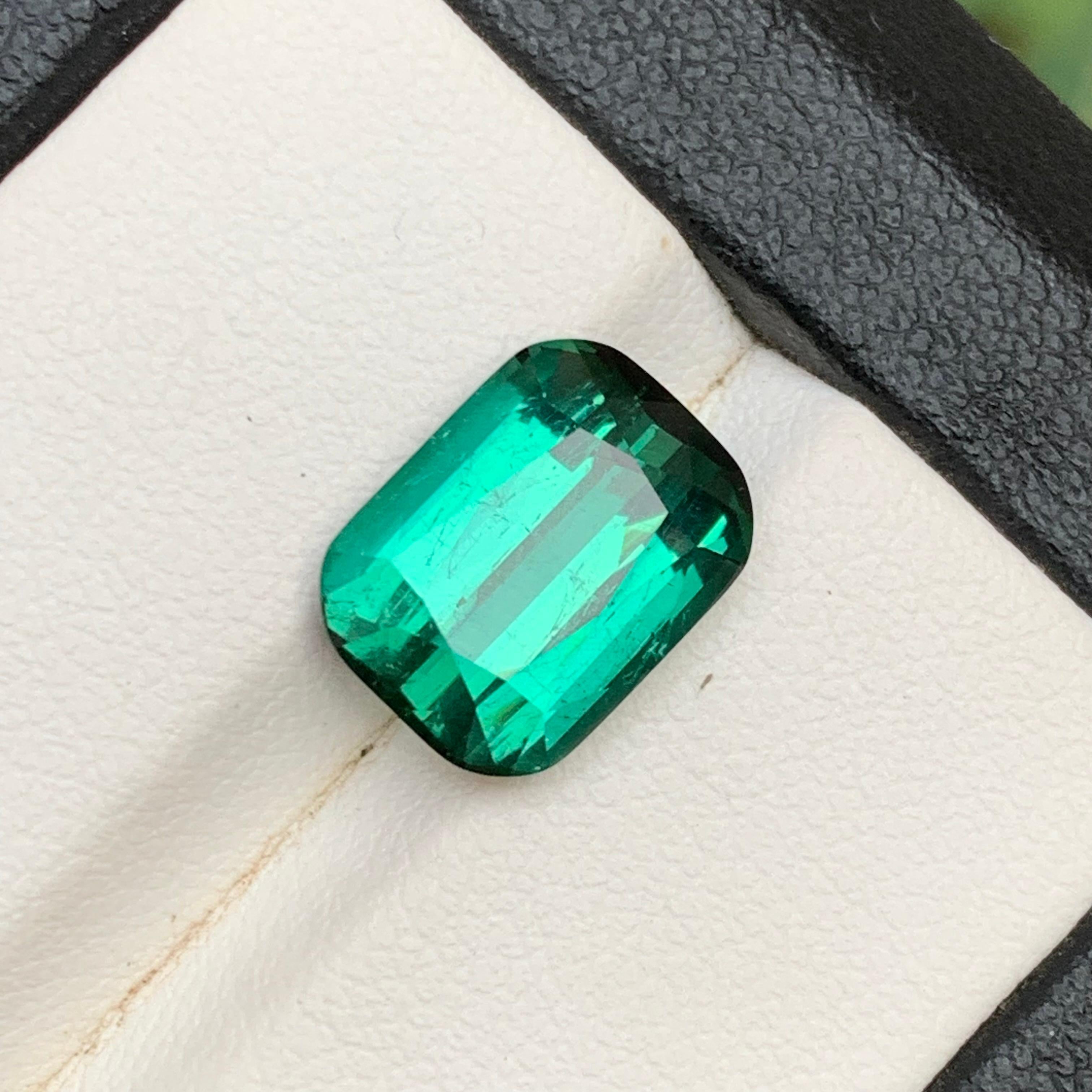 Contemporain Tourmaline verte bleuâtre 5.45 Ct Naturelle pierres précieuses en vrac taille coussin Ring-Jewelry en vente
