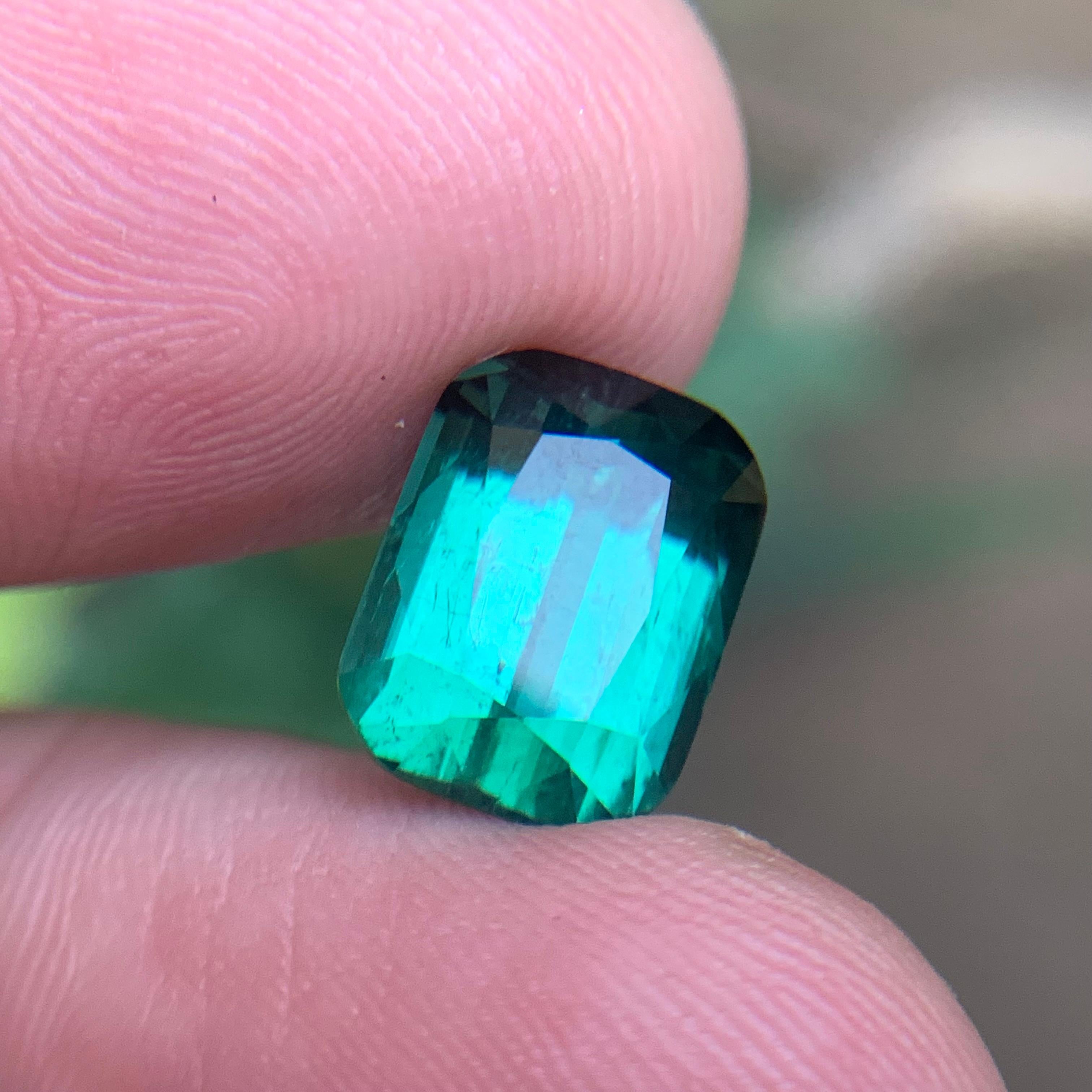 Taille coussin Tourmaline verte bleuâtre 5.45 Ct Naturelle pierres précieuses en vrac taille coussin Ring-Jewelry en vente