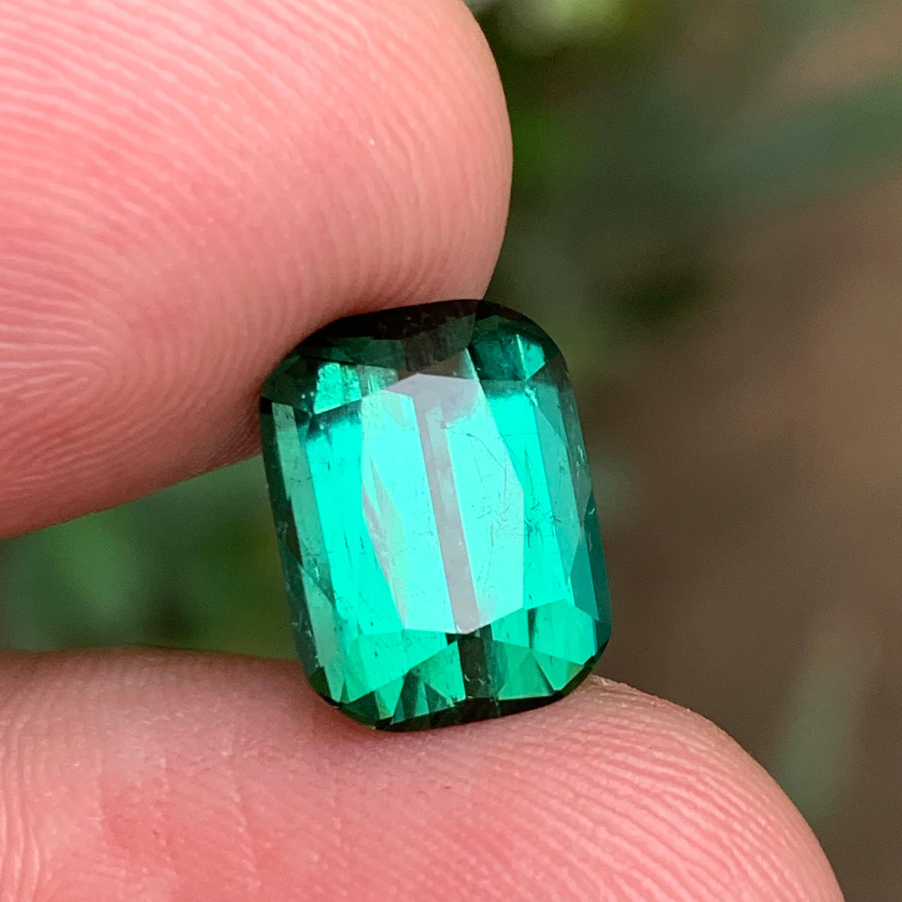 Tourmaline verte bleuâtre 5.45 Ct Naturelle pierres précieuses en vrac taille coussin Ring-Jewelry en vente 1