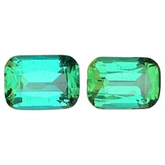 Bluish Green Tourmaline 6.50 Ct Cushion Cut Natural Loose Gemstone Set Earrings