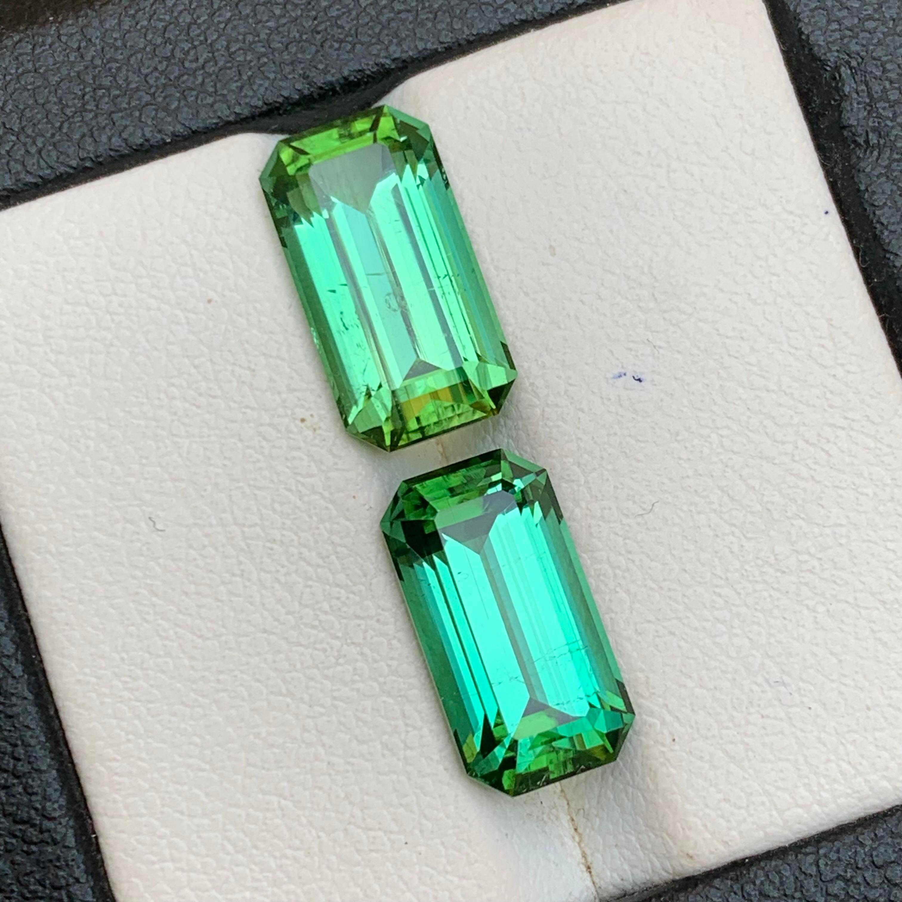 Blaugrüner Turmalin 9,47 Karat Smaragdschliff Natürliche Lose Edelsteine Set im Angebot 5