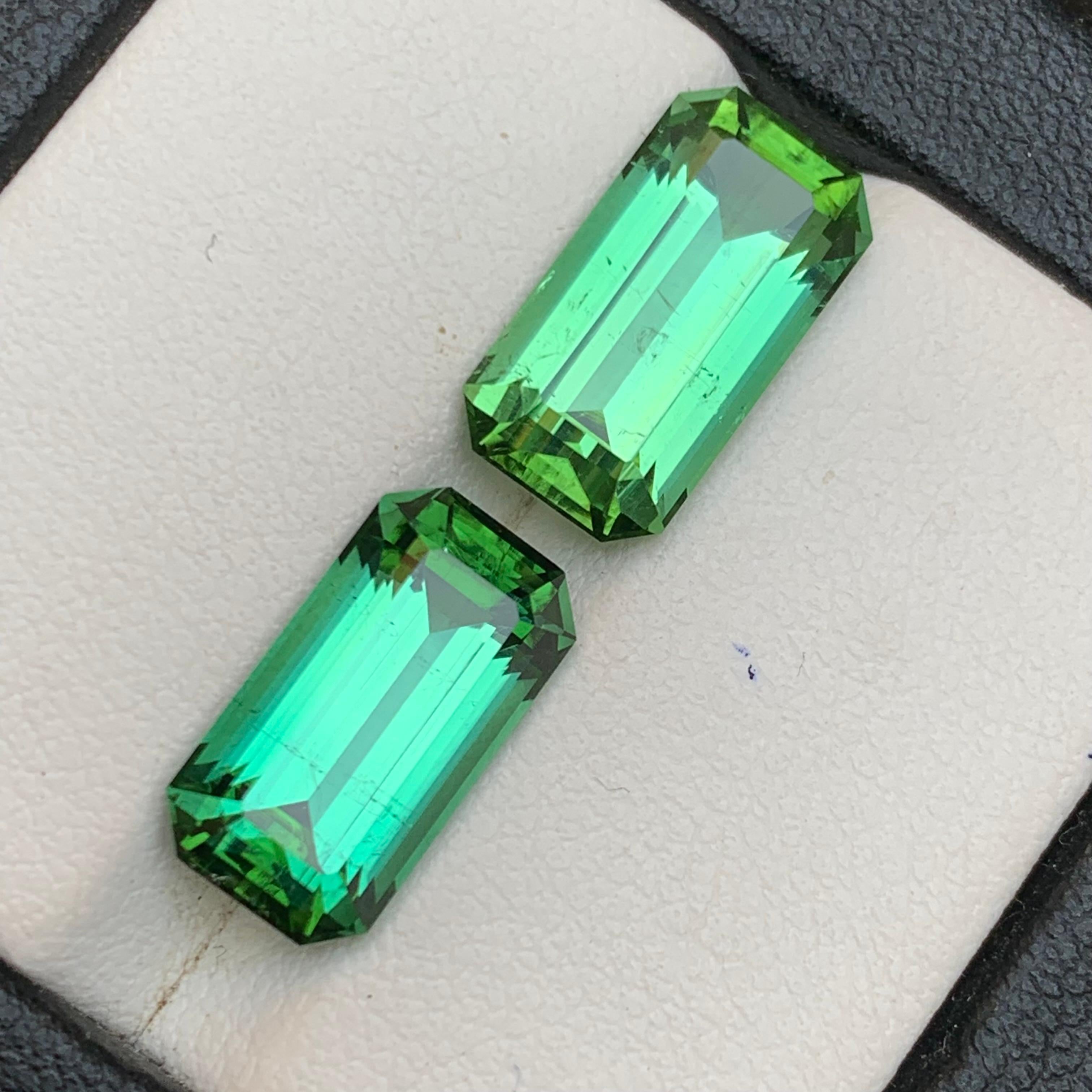 Blaugrüner Turmalin 9,47 Karat Smaragdschliff Natürliche Lose Edelsteine Set im Angebot 6
