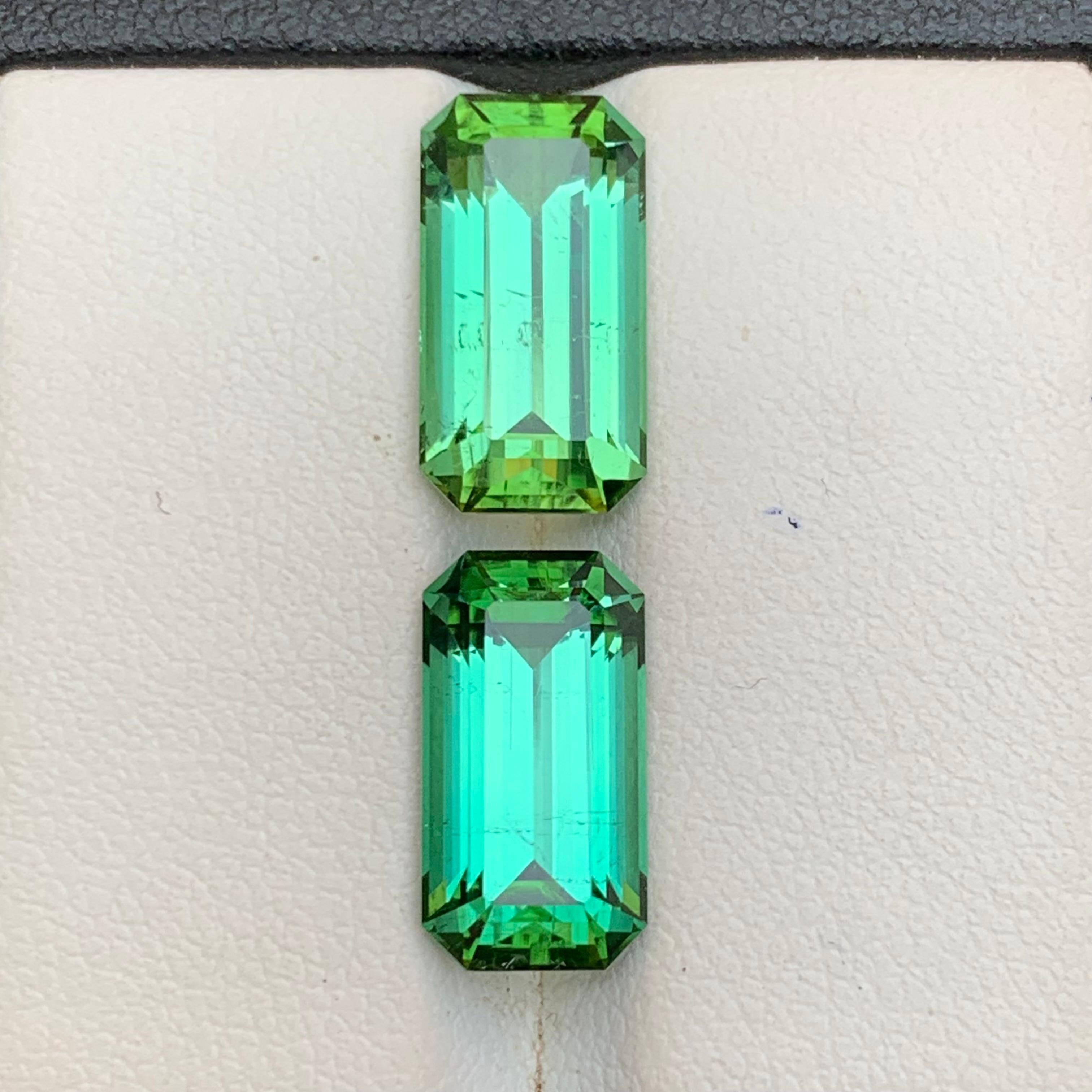 Blaugrüner Turmalin 9,47 Karat Smaragdschliff Natürliche Lose Edelsteine Set im Zustand „Neu“ im Angebot in Peshawar, PK