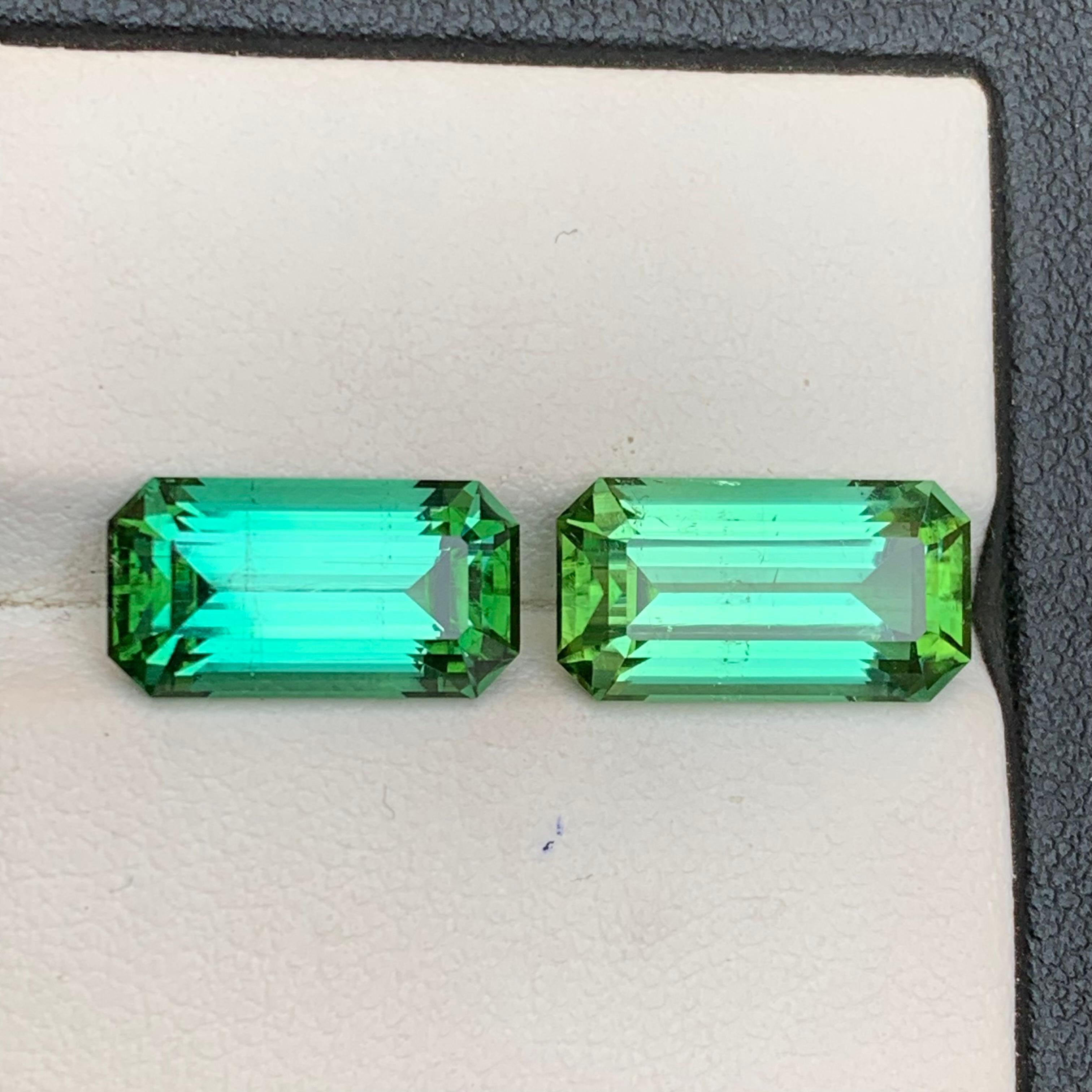 Blaugrüner Turmalin 9,47 Karat Smaragdschliff Natürliche Lose Edelsteine Set für Damen oder Herren im Angebot