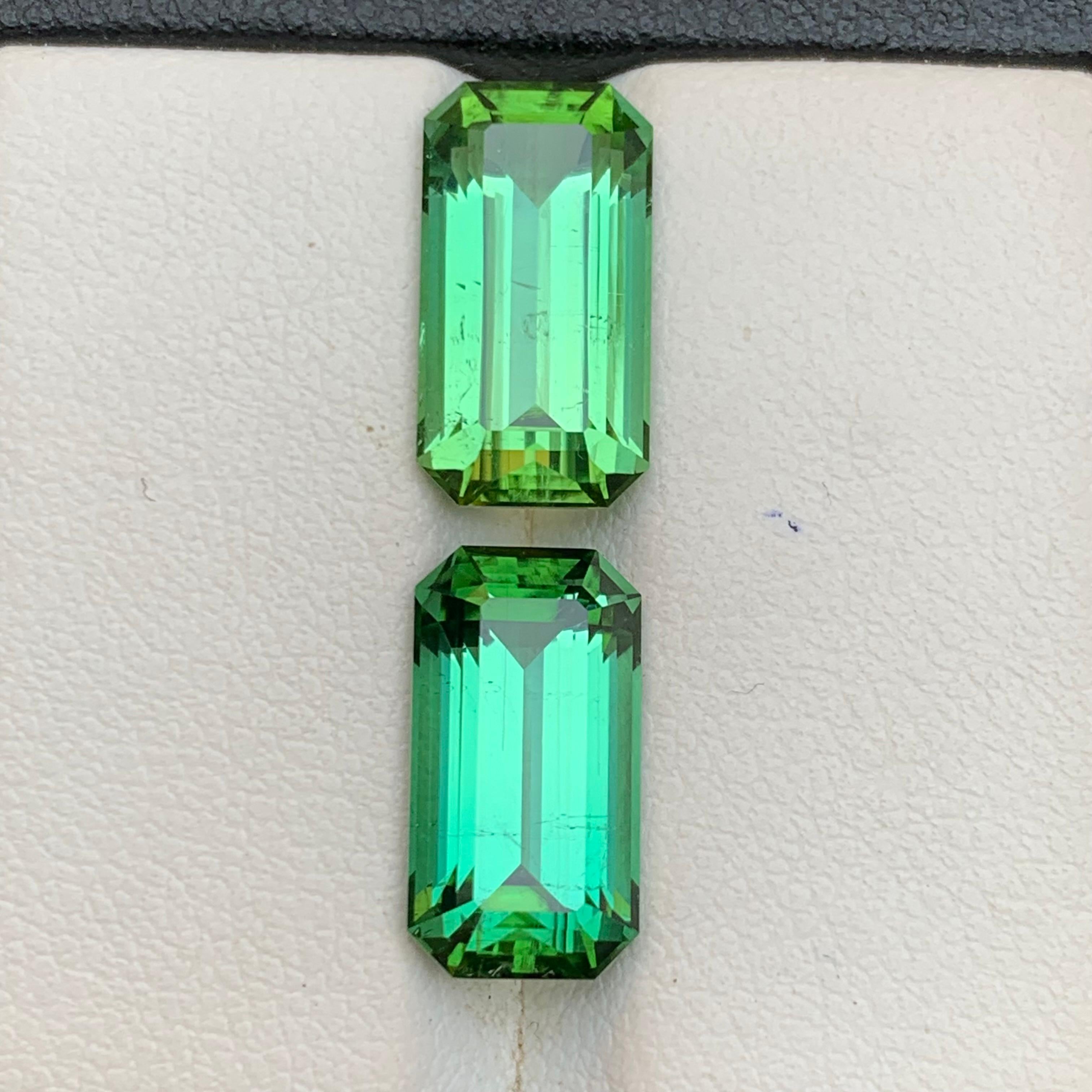 Blaugrüner Turmalin 9,47 Karat Smaragdschliff Natürliche Lose Edelsteine Set im Angebot 2