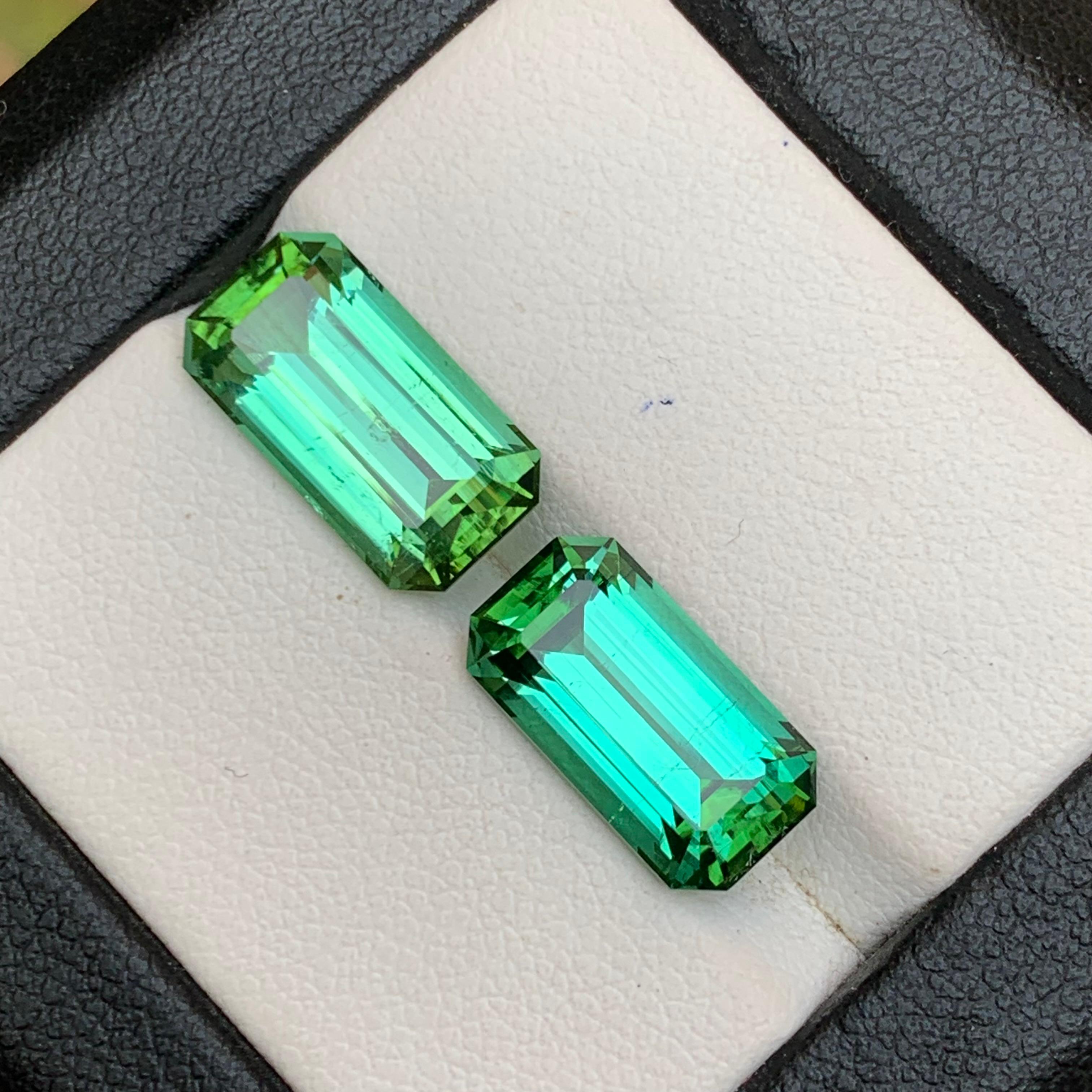 Blaugrüner Turmalin 9,47 Karat Smaragdschliff Natürliche Lose Edelsteine Set im Angebot 3