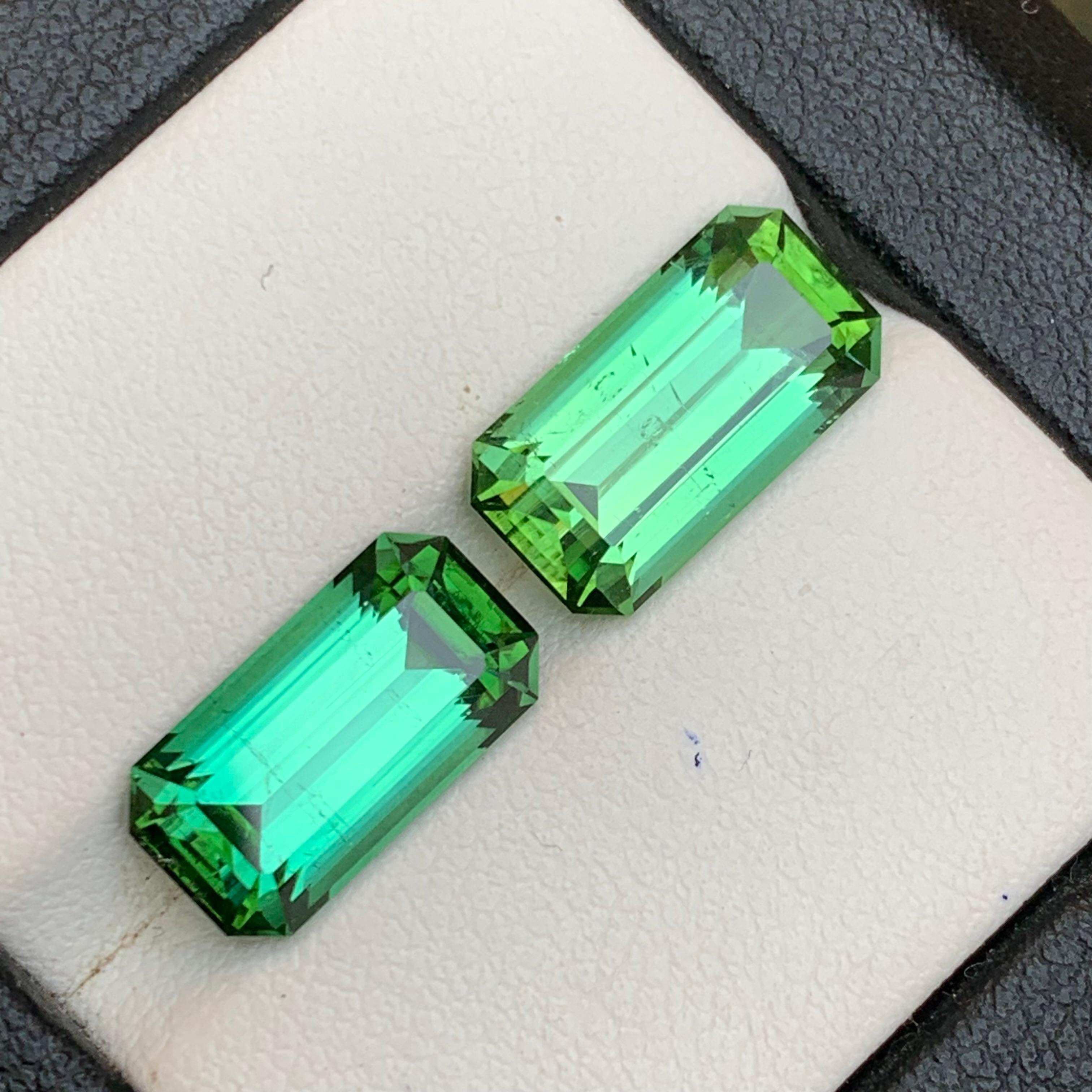 Blaugrüner Turmalin 9,47 Karat Smaragdschliff Natürliche Lose Edelsteine Set im Angebot 4