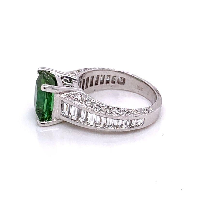 Women's Bluish-Green Tourmaline Diamond Gold Ring For Sale