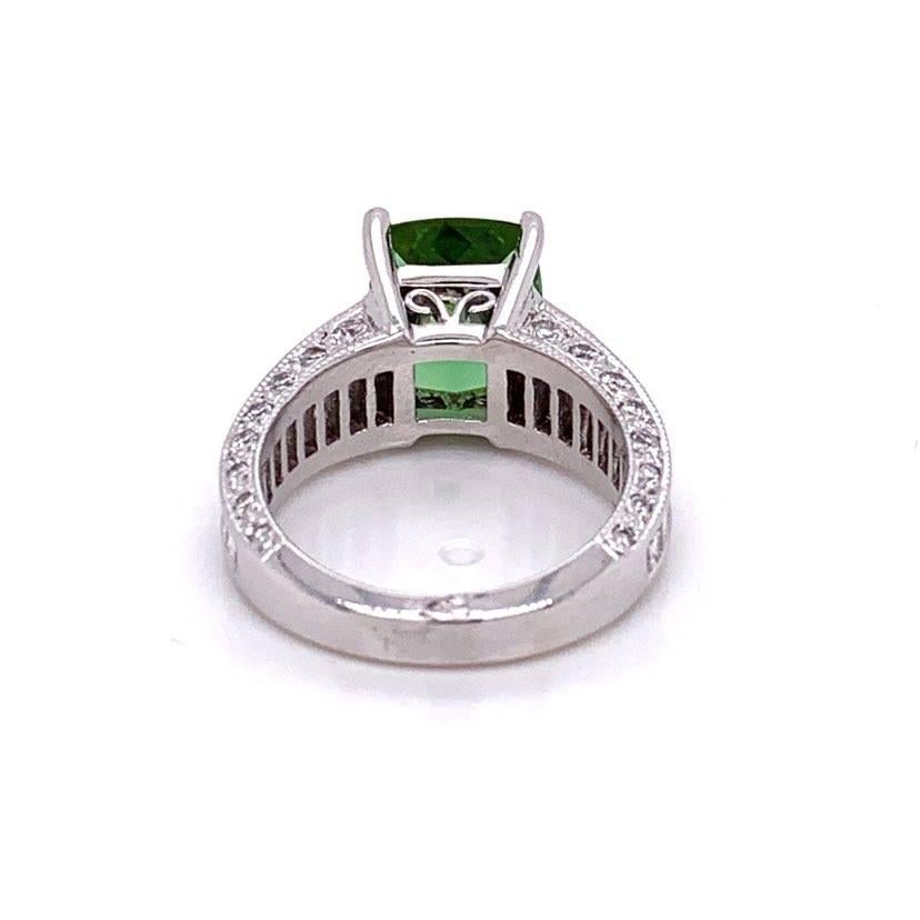 Bluish-Green Tourmaline Diamond Gold Ring For Sale 1
