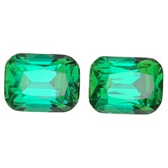 Bluish Green Tourmaline Pair 6.67 Ct Cushion Cut Natural Loose Gemstone-Earrings