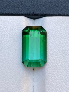 Bluish Hue Green Natural Tourmaline 6 Carat Emerald Cut Loose Gemstone for Ring