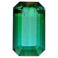 Bluish Hue Green Natural Tourmaline 6 Carat Emerald Cut Loose Gemstone for Ring